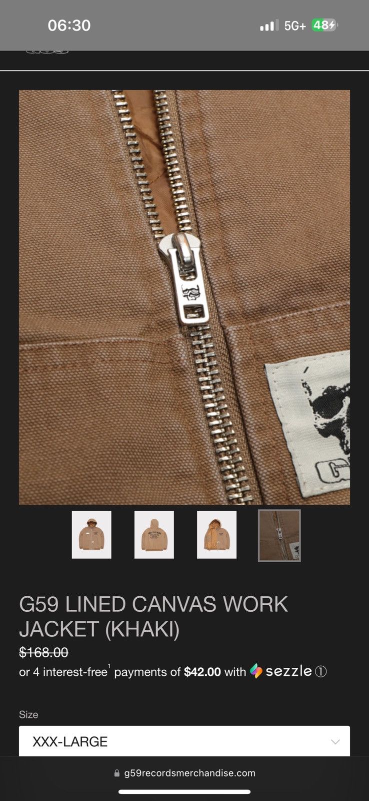 G59 Records G59 LINED CANVAS WORK JACKET (KHAKI) Size US XXL / EU 58 / 5 - 4 Thumbnail