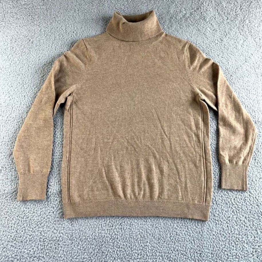 Banana Republic Banana Republic Sweater Womens L Beige Merino Wool Cashmere Turtleneck Pullover Knit Fall Winter Classic Womens Size L / US 10 / IT 46 - 2 Thumbnail