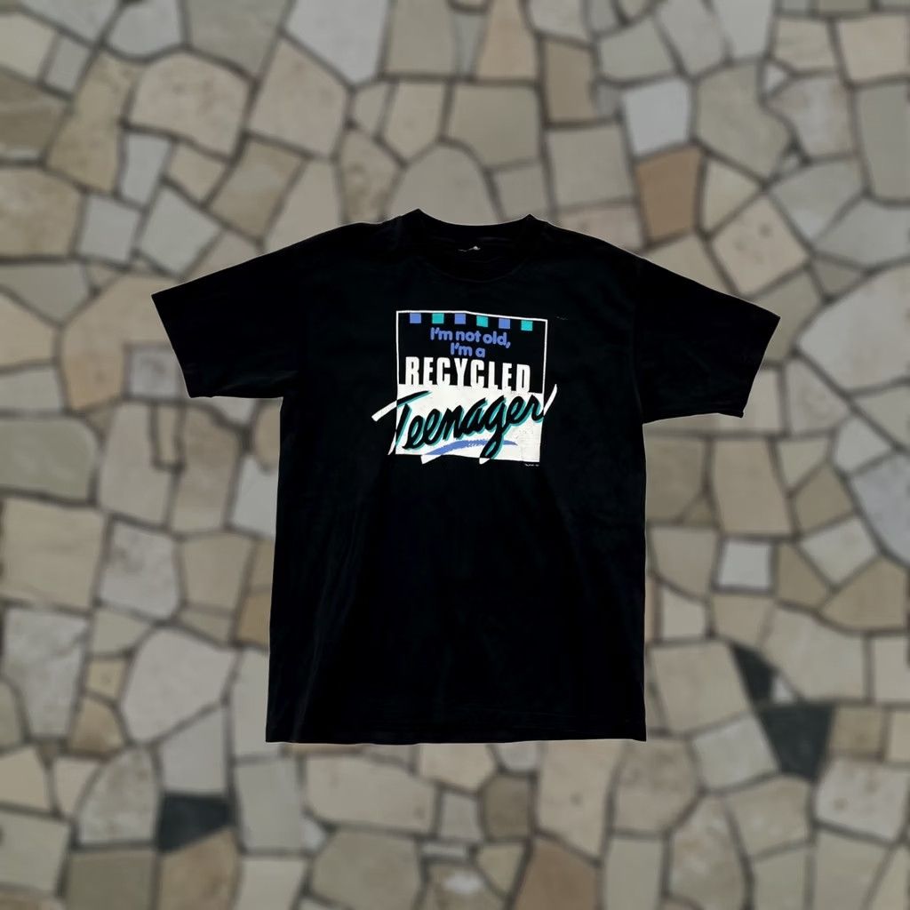 Vintage Mens L Black Graphic T-Shirt Im Not Old Im a Recycled Teenager Mens Size US L / EU 52-54 / 3 - 1 Thumbnail