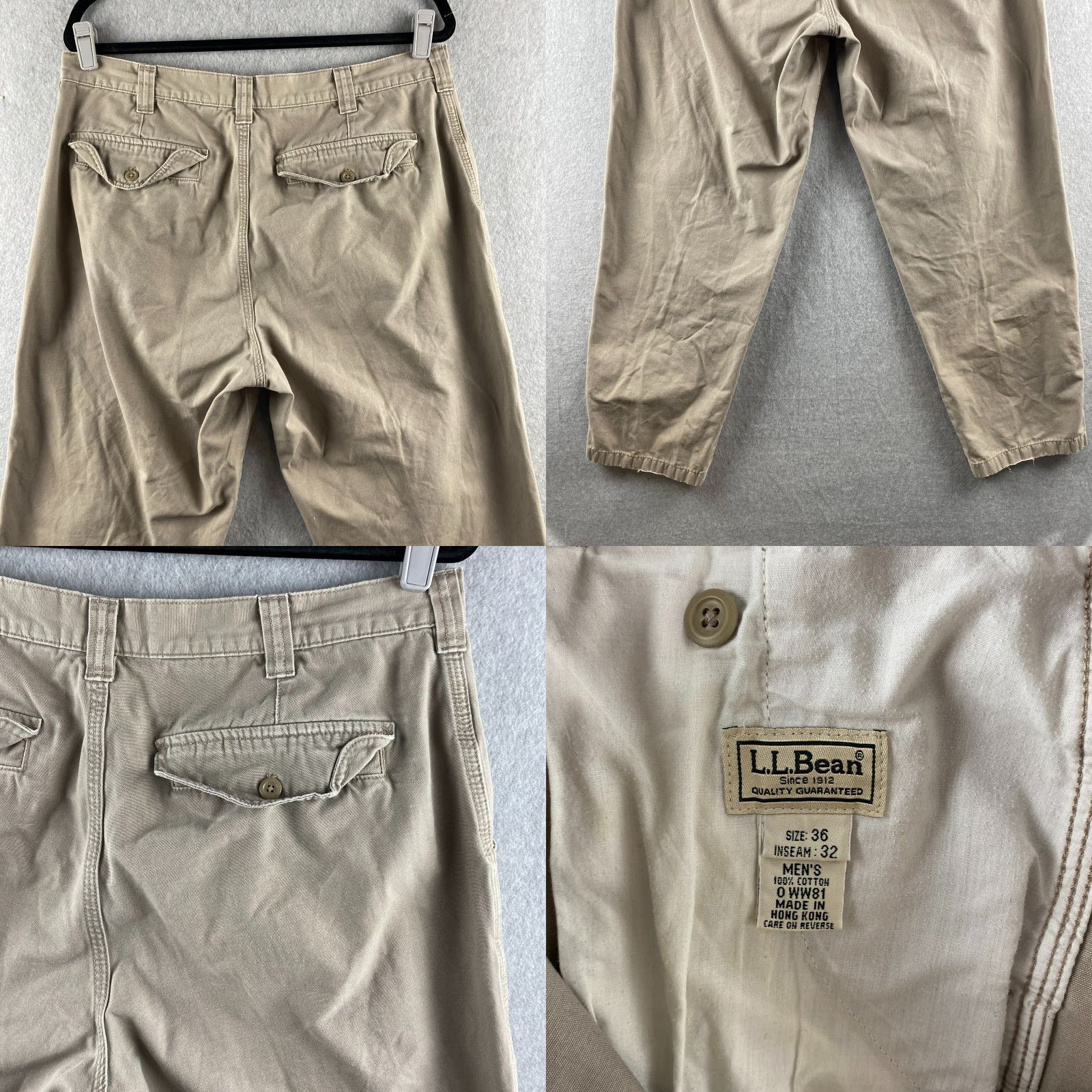 Vintage L.L. Bean Pants Mens 36 Khakis Beige Outdoor Hiking Camping Flap-Button Pockets Size US 36 / EU 52 - 10 Thumbnail