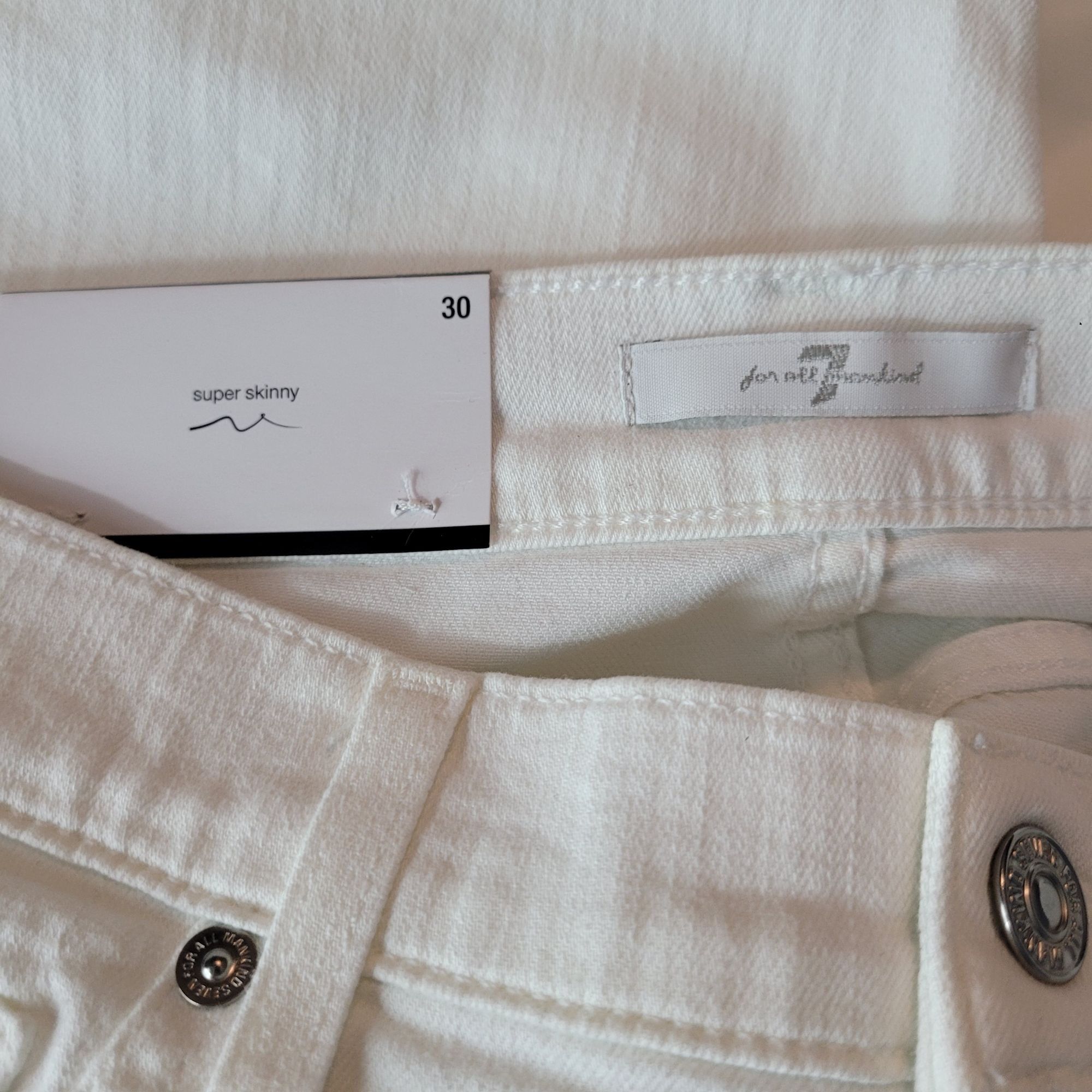 7 For All Mankind 7 For All Man Kind High-Rise White Skinny Jeans 30 Silver Si Size 30" / US 8 / IT 44 - 10 Thumbnail