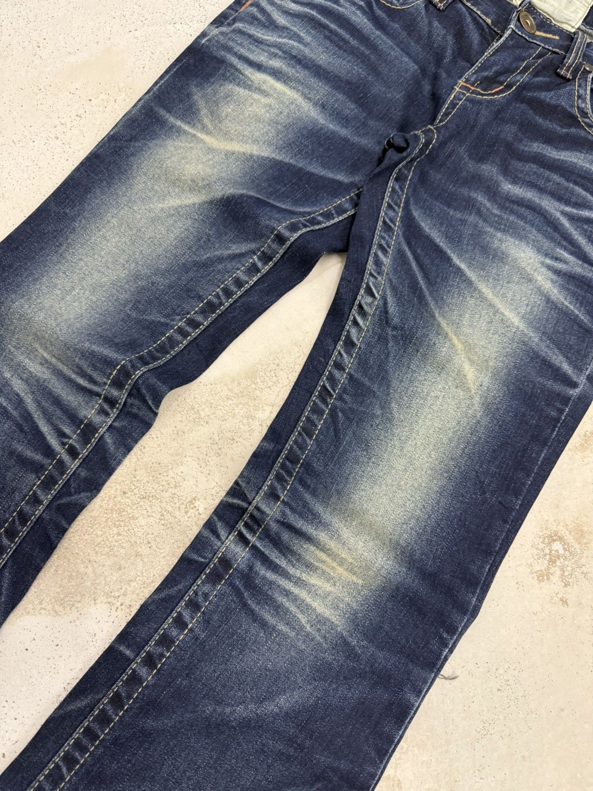 Japanese Brand × Tornado Mart Lolita Japan Claw Mark Leather Trimmed Pocket Flare Jeans Size US 29 - 5 Thumbnail