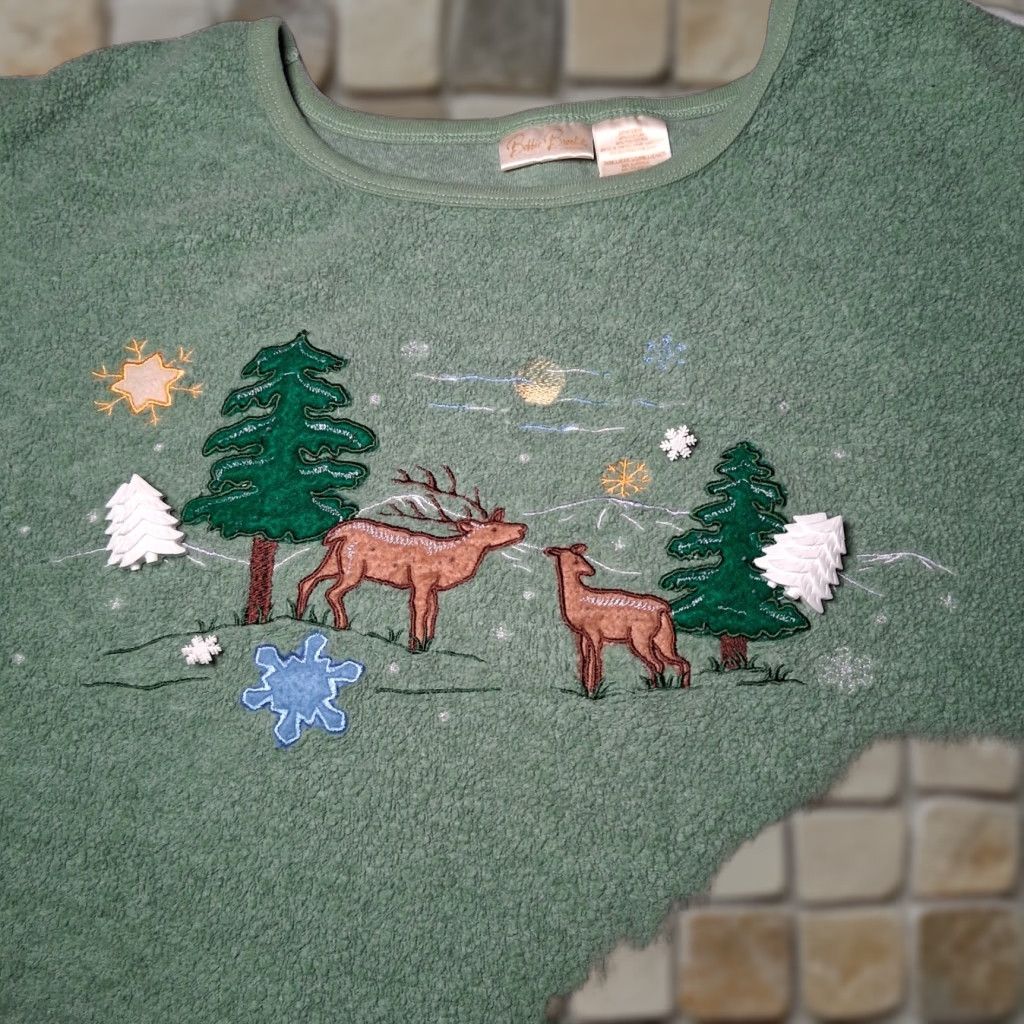 Vintage VINTAGE Bobbie Brooks Fleece Shirt Women Plus 26/28 Green Deer Snow Embroidered Christmas Winter Cozy Size 4XL / US 24-26 - 1 Thumbnail