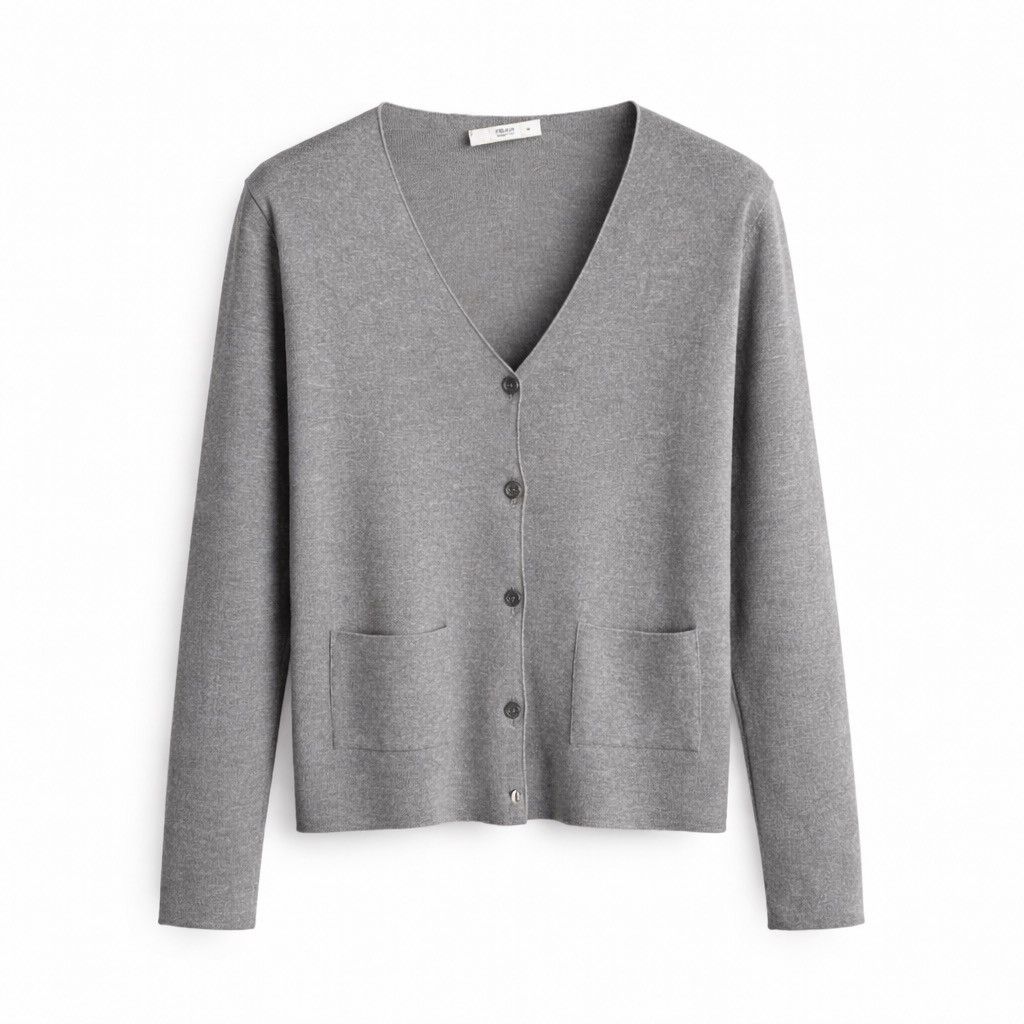 Miu Miu Prada Grey Cotton V-Neck Cardigan Button Front Knit Sweater Size S / US 4 / IT 40 - 1 Thumbnail