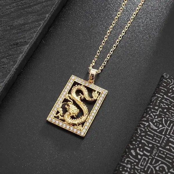 Jewelry × Vintage Golden Zircon Dragon Necklace Size ONE SIZE - 2 Thumbnail