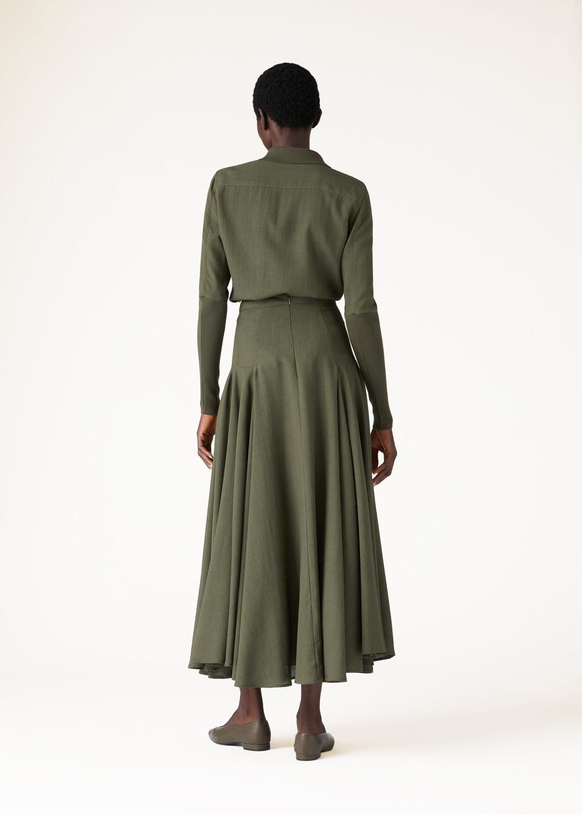 Loro Piana o1srvl11e0125 FAN6978 Leela Breeze Wool Shirt in Khaki Size S / US 4 / IT 40 - 2 Thumbnail