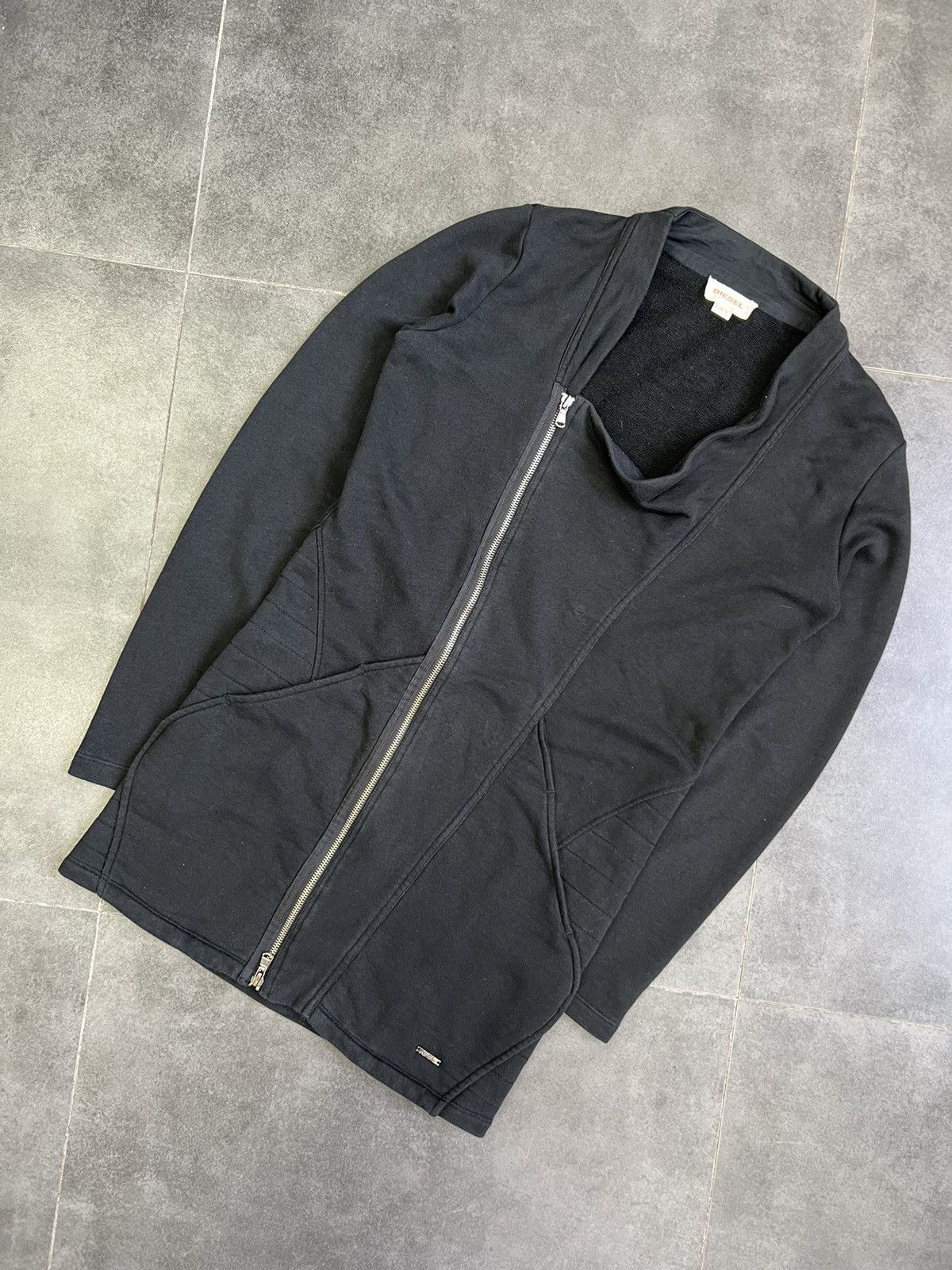 Diesel × Vintage Rick Owens style Diesel asymmetrical zip hoodie vintage Size S / US 4 / IT 40 - 3 Thumbnail