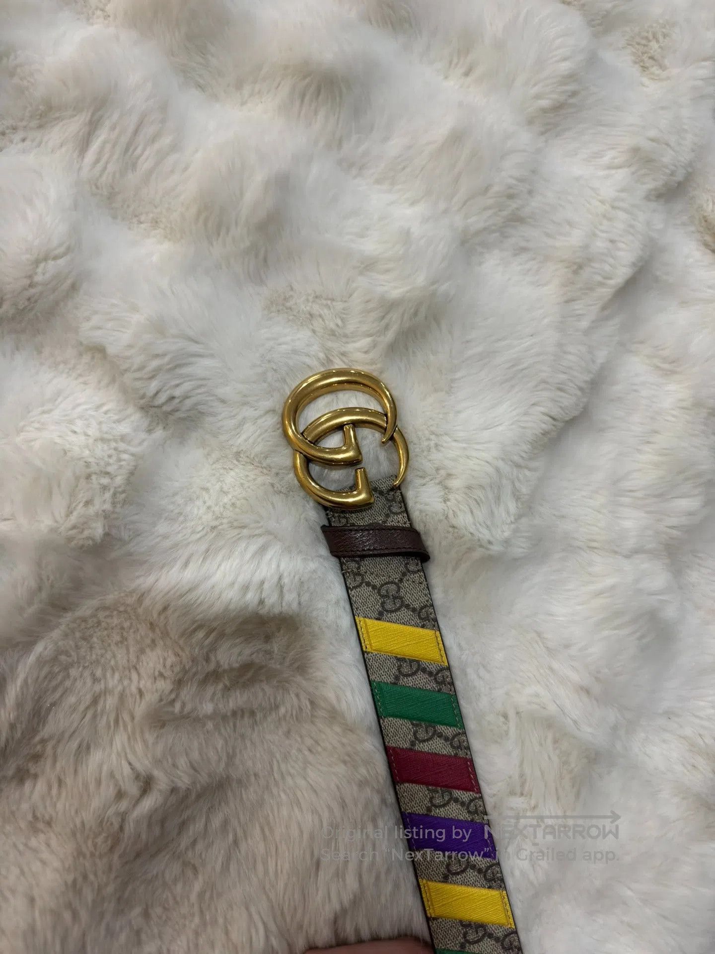 Gucci Guicci size 80 Rainbow Double G Printed Belt| Size ONE SIZE - 3 Thumbnail