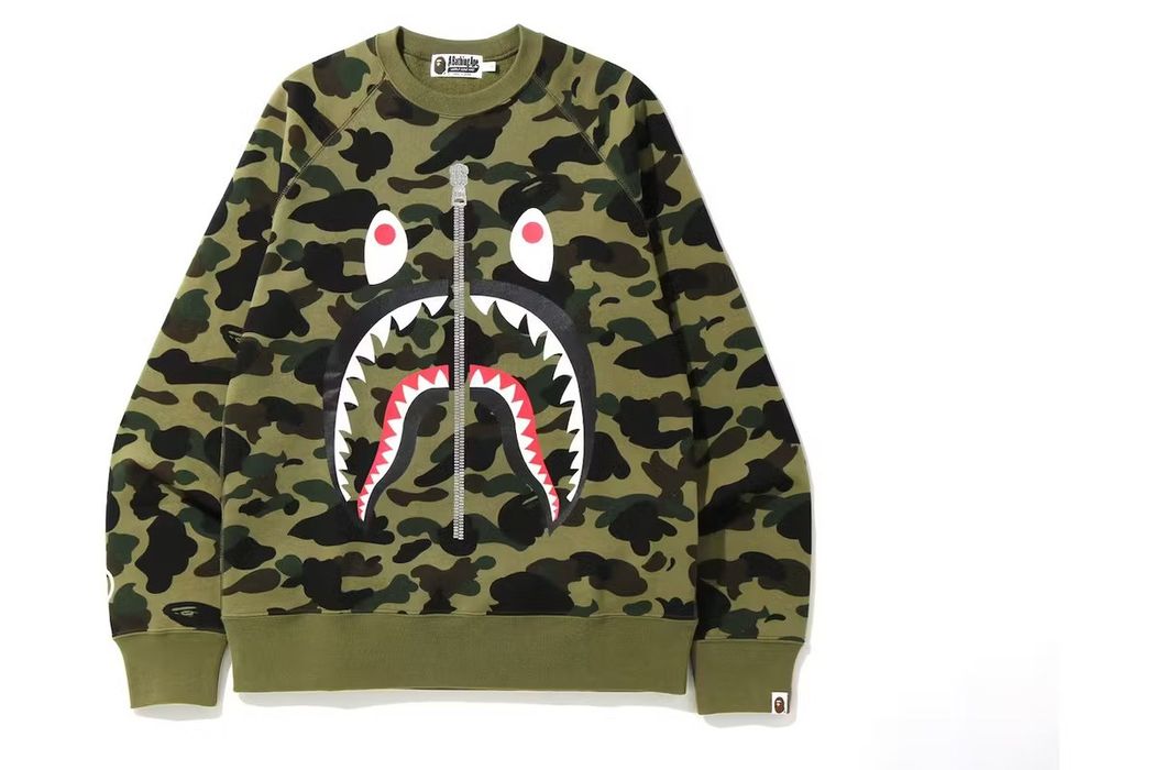 Bape 1st store camo shark crewneck