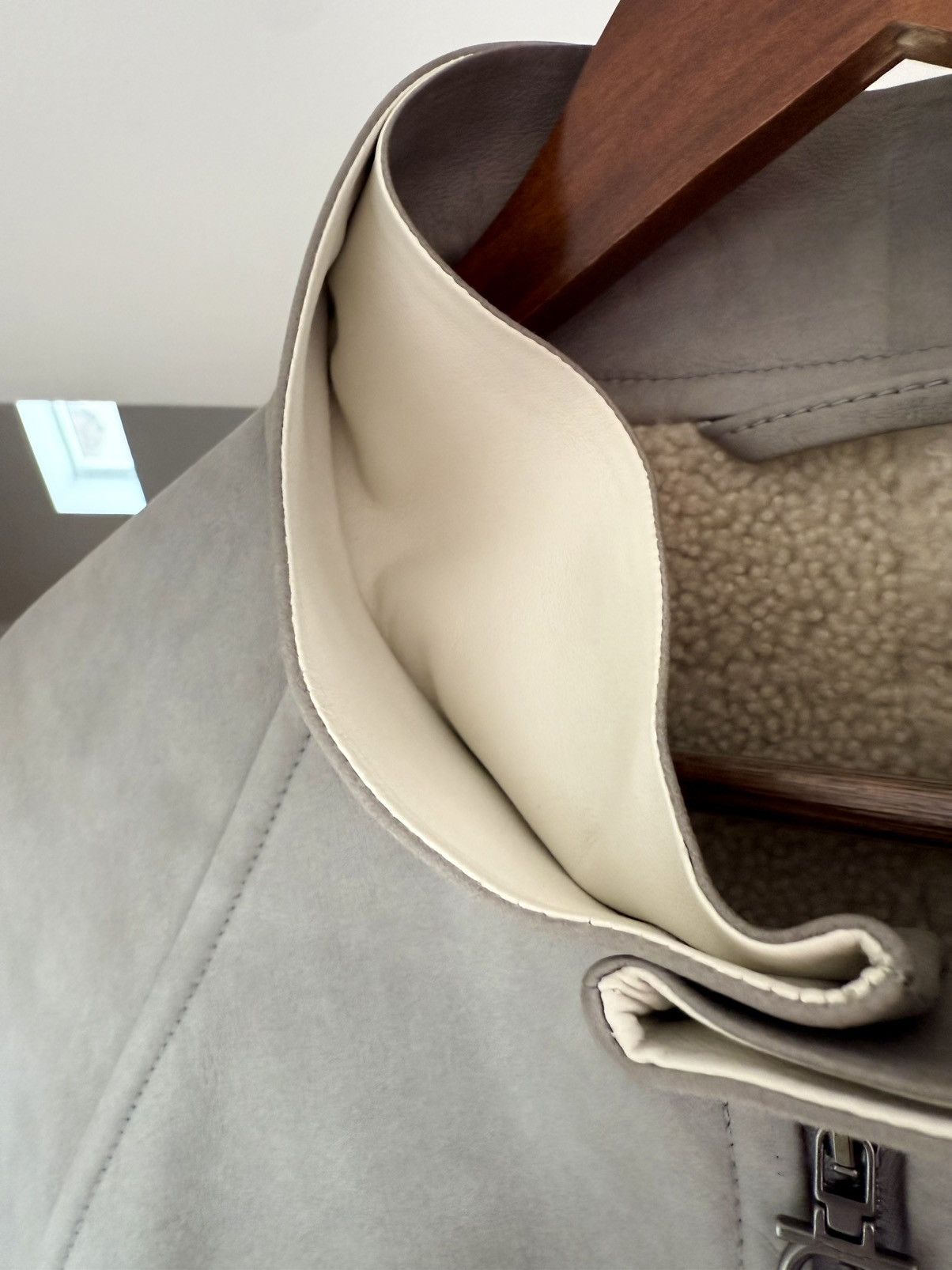 Salvatore Ferragamo Ferragamo Shearling Lamb Leather Bomber Jacket Gray Size US XL / EU 56 / 4 - 3 Thumbnail