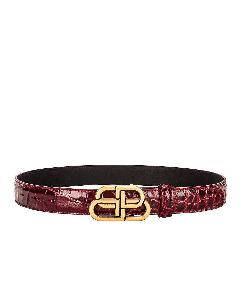 Balenciaga o1mt1gz0824 Size: 60 / BB Thin Belt in Dark Red Size ONE SIZE - 1 Thumbnail