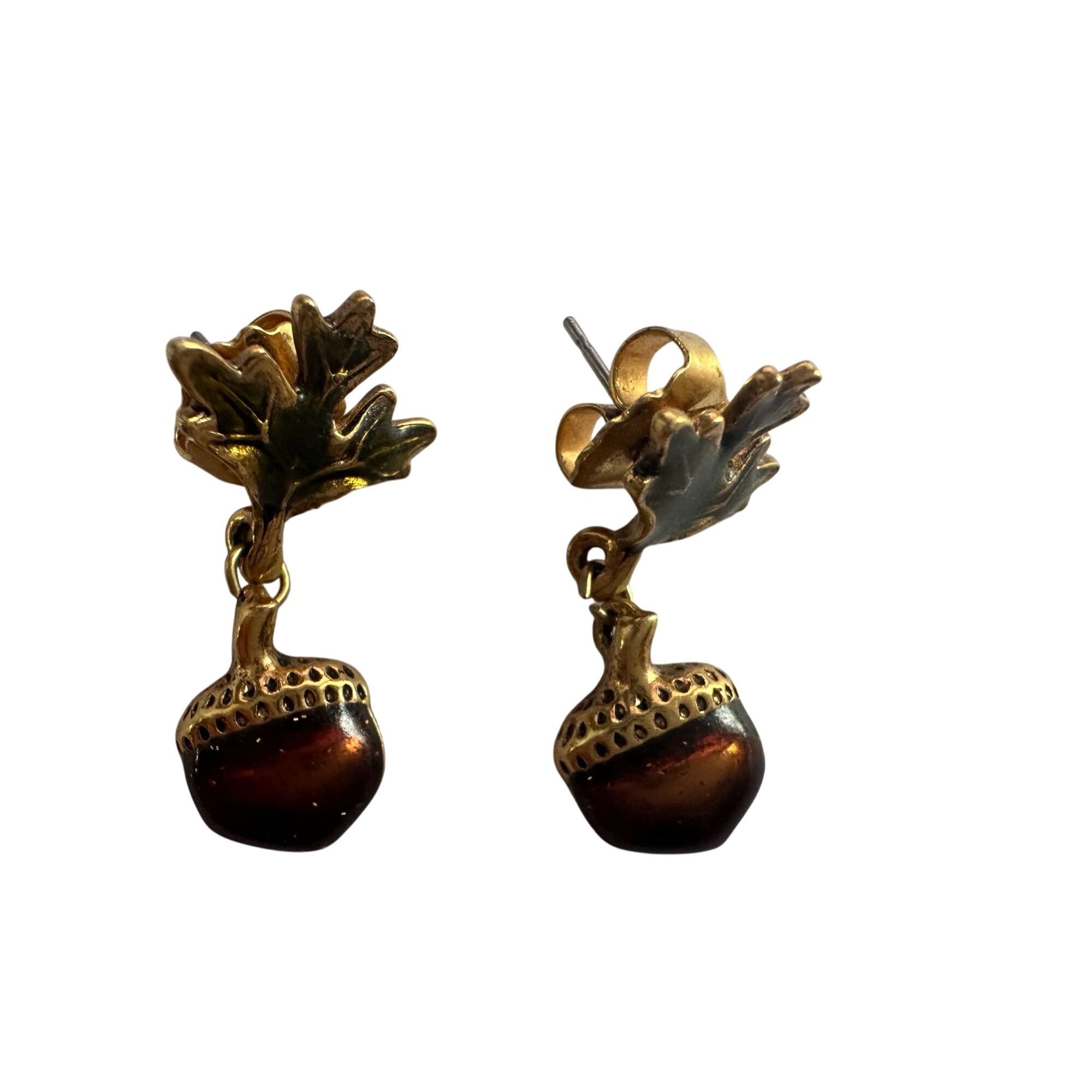 Other Vintage AVON Acorn and Leaf Gold Tone Dangle Drop Earrings Size ONE SIZE - 3 Thumbnail