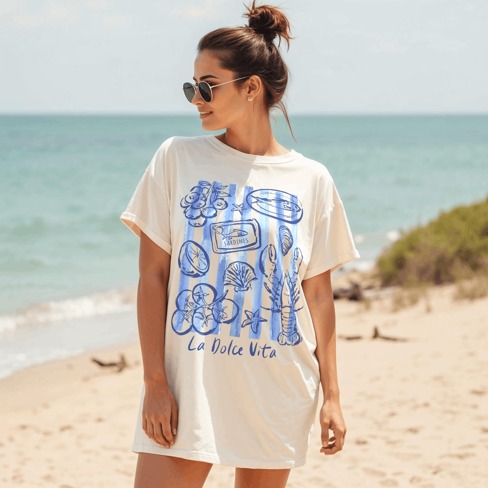 Other La Dolce Vita T-Shirt – Coastal Seafood Graphic Tee Size L / US 10 / IT 46 - 4 Thumbnail