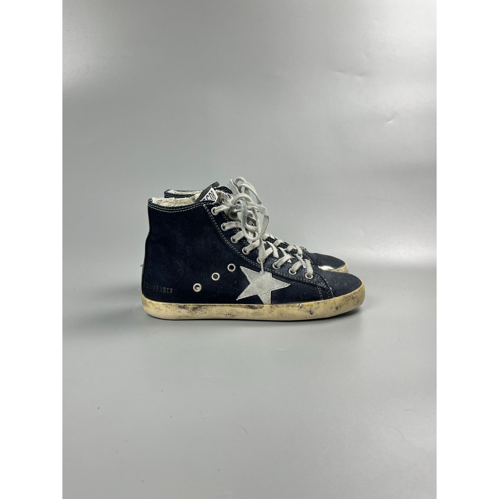 Golden Goose Golden Goose Francy Hi Top Denim Sneakers (Y0781) Size US 8 / IT 38 - 1 Thumbnail