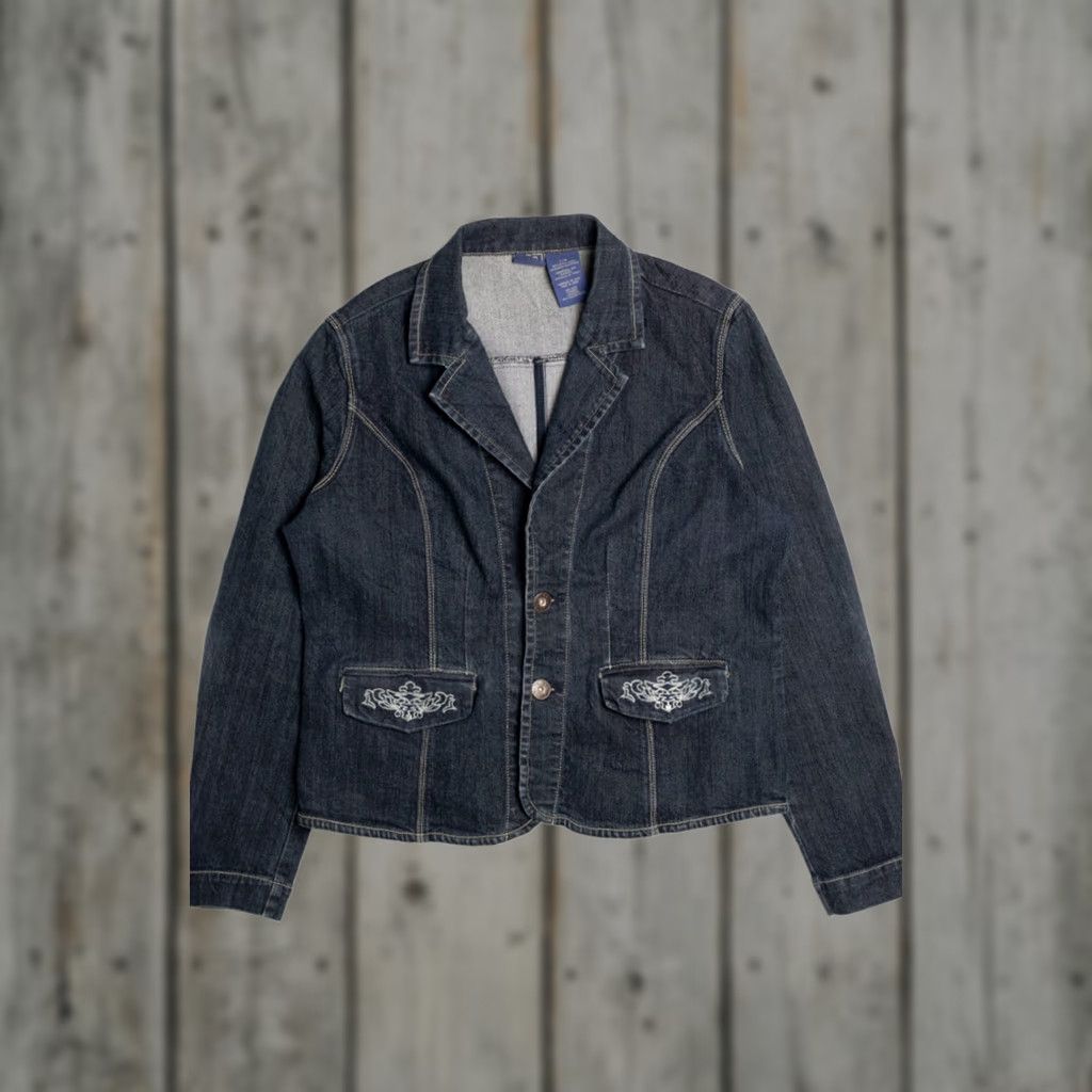 Denime VINTAGE B.U.M. Denim Jacket Dark Blue Embroidered Pockets Large Shirt Adults Mens Size US L / EU 52-54 / 3 - 1 Thumbnail