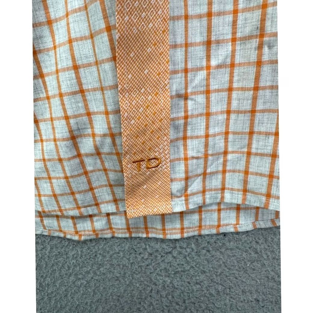 Vintage Thomas Dean Shirt Mens Large Orange Grid Check Plaid Button Down Long Sleeve Size US L / EU 52-54 / 3 - 5 Thumbnail