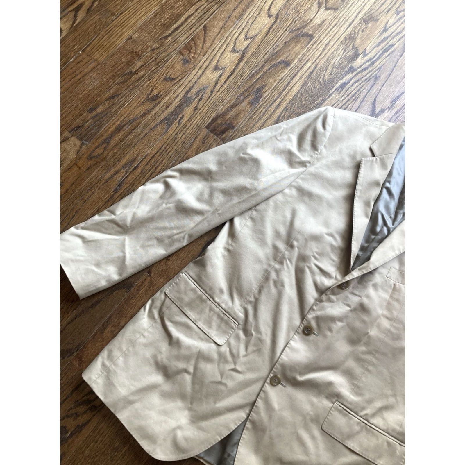 J.Crew J. Crew Blazer Mens 44L Tan 3 Button Notch Lapel Single-Breasted Cotton Beige 2 Piece Classic Jacket Coat Long Size 44R - 2 Thumbnail