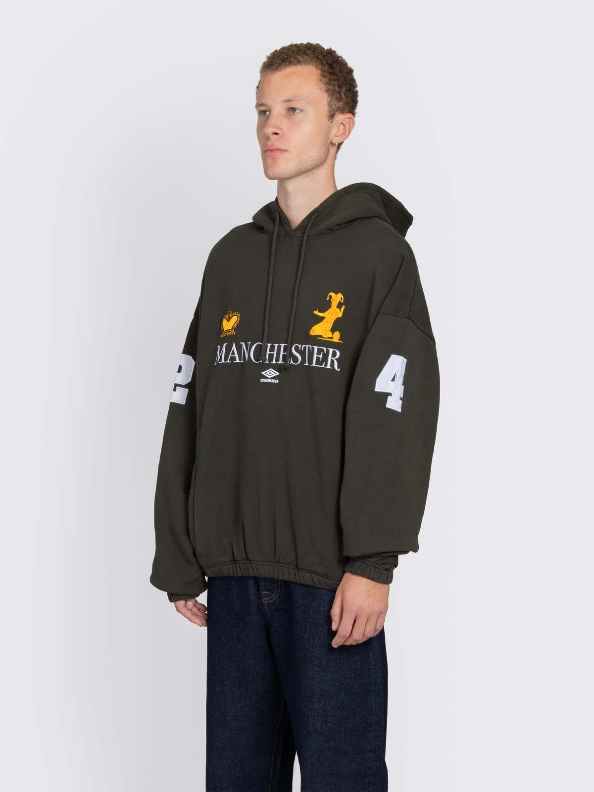 Umbro x Slam Jam Dark Olive Manchester Logo Masked Hoodie Size US XL / EU 56 / 4 - 3 Thumbnail