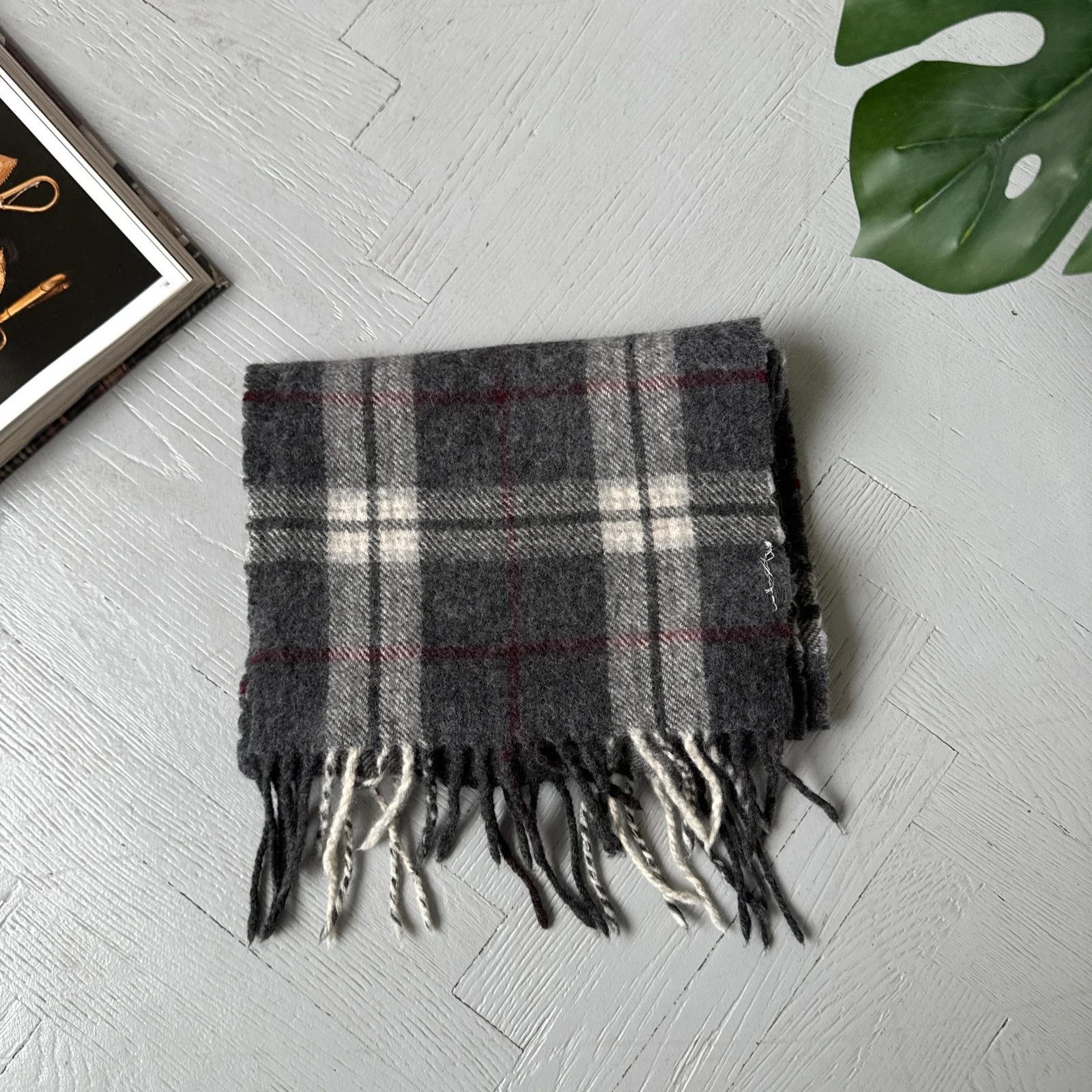 Vintage Frederik Anderson Copenhagen Plaid Wool Scarf Gray Size ONE SIZE - 2 Thumbnail