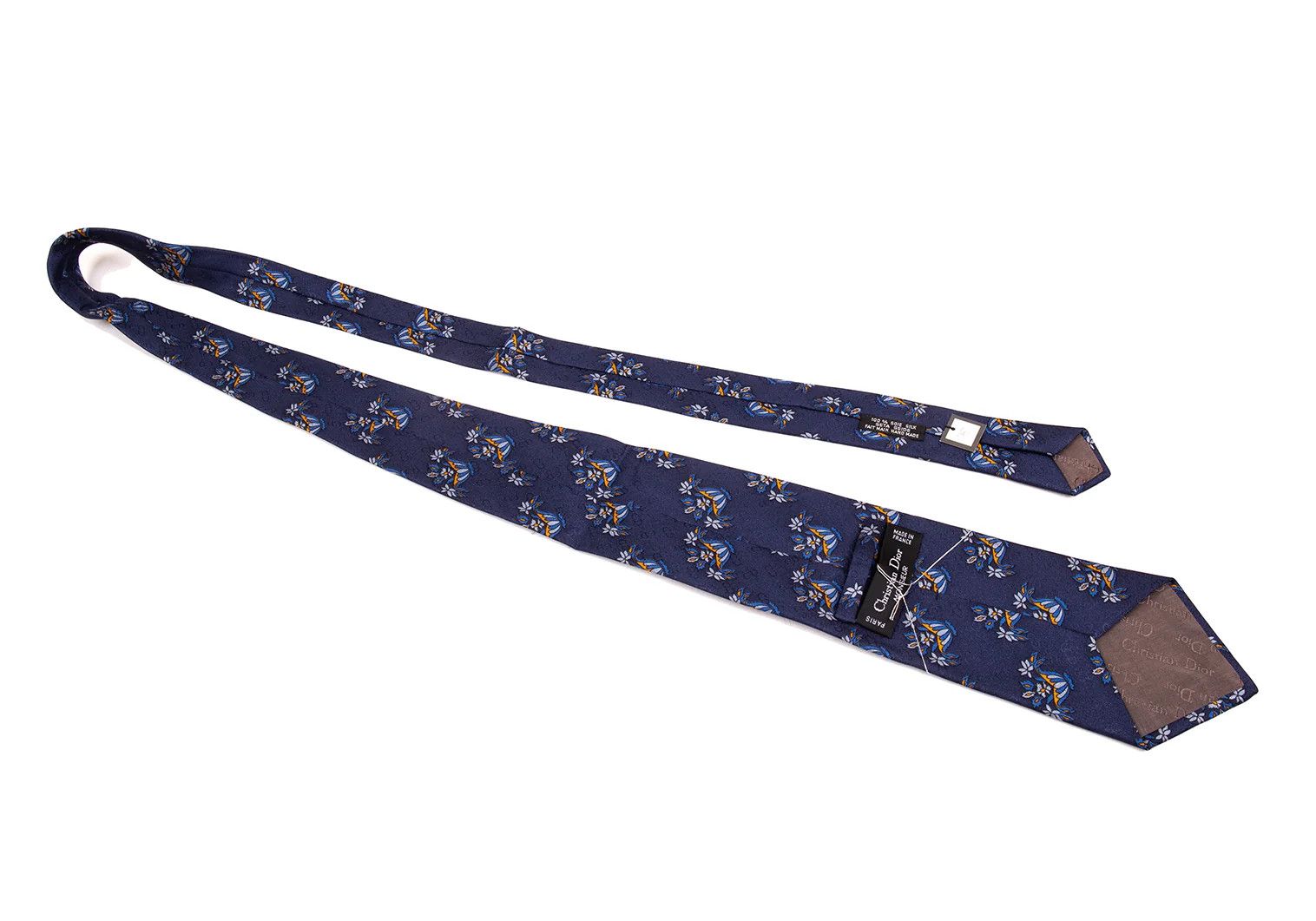 Dior Floral Print Tie in Navy and Light Blue Size ONE SIZE - 4 Thumbnail