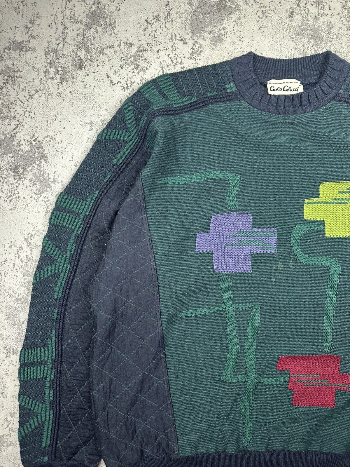 Carlo Colucci Vintage Carlo Colucci Wool Knit Sweater Rare Abstract Design Size US L / EU 52-54 / 3 - 3 Thumbnail