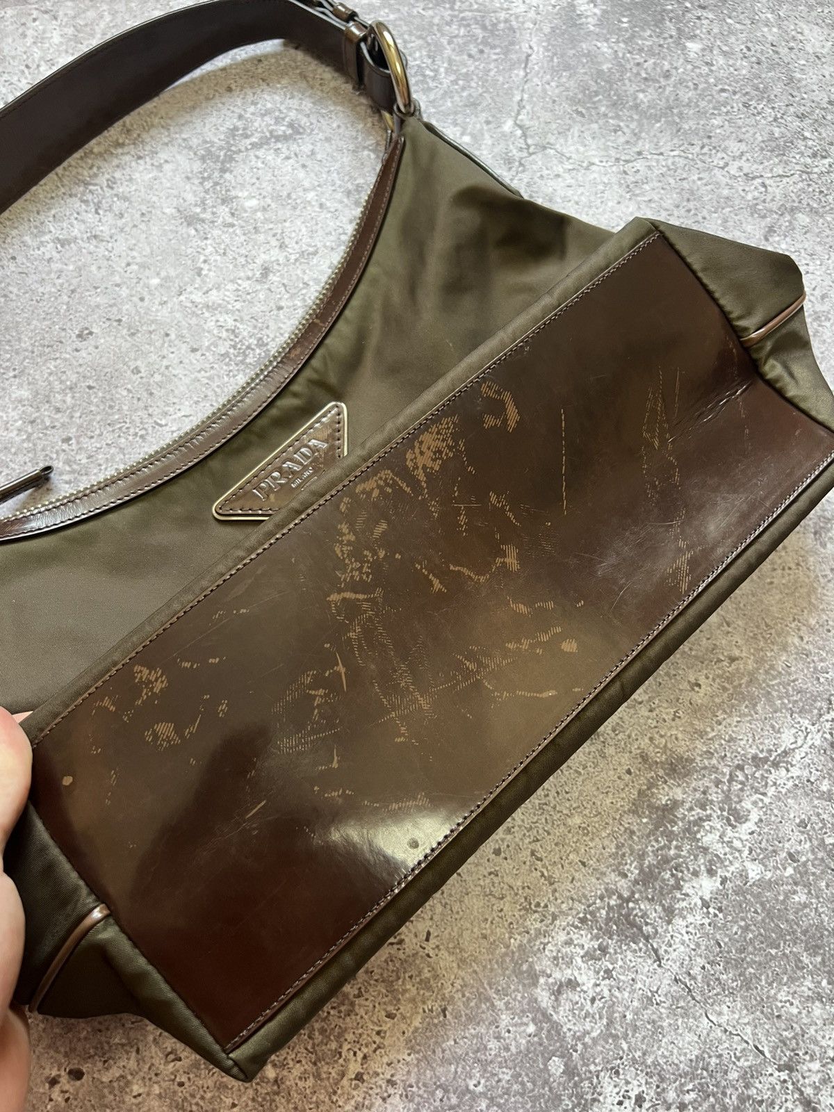 Prada Nylon Mini Shoulder Bag Khaki Green