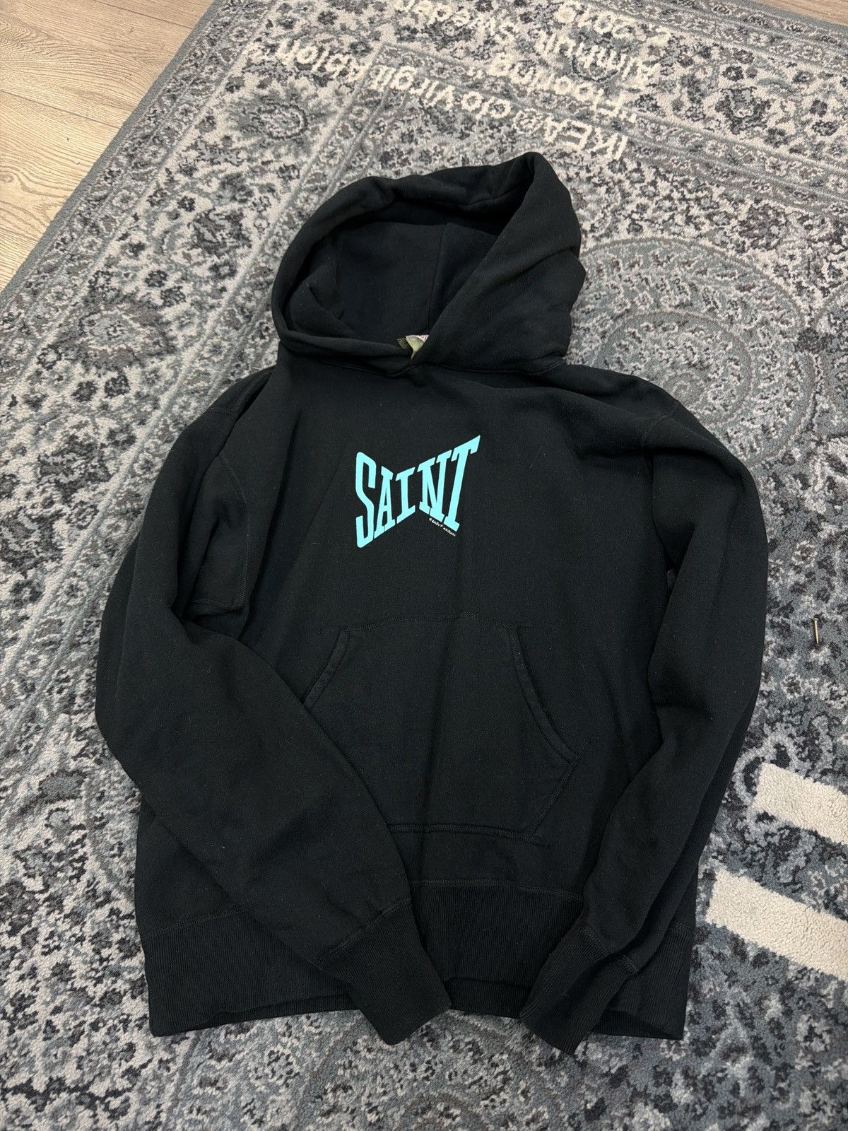Saint Michael Saint Michael ribbon logo hooded sweatshirt black teal Size US S / EU 44-46 / 1 - 1 Thumbnail