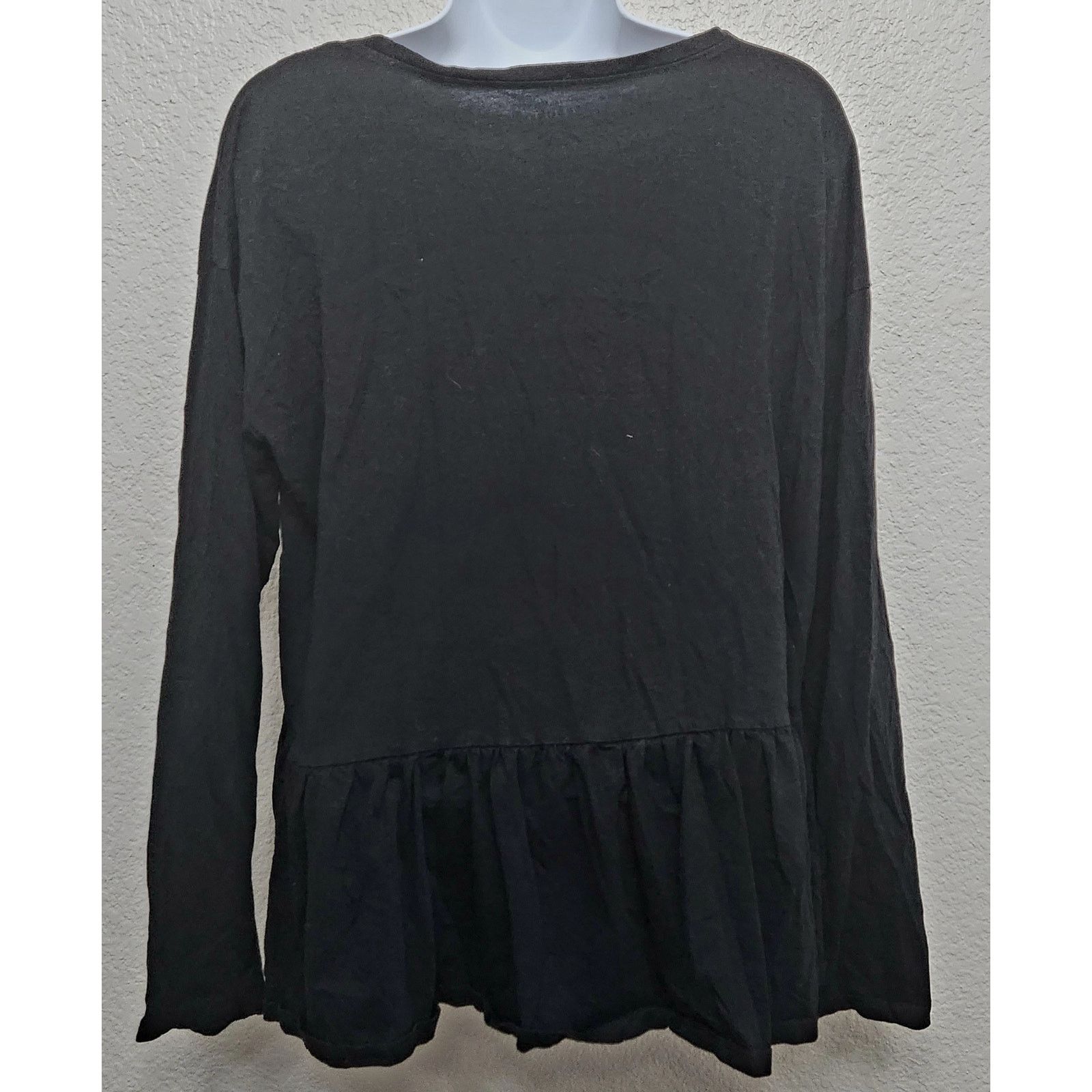 Other For The Republic Denim Black Long Sleeve Ruffled Hem Top L Size L / US 10 / IT 46 - 3 Thumbnail