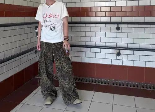 VIBE Vintage Leopard Pattern Paratrooper Pleated Cargo Pants Size US 32 / EU 48 - 2 Thumbnail