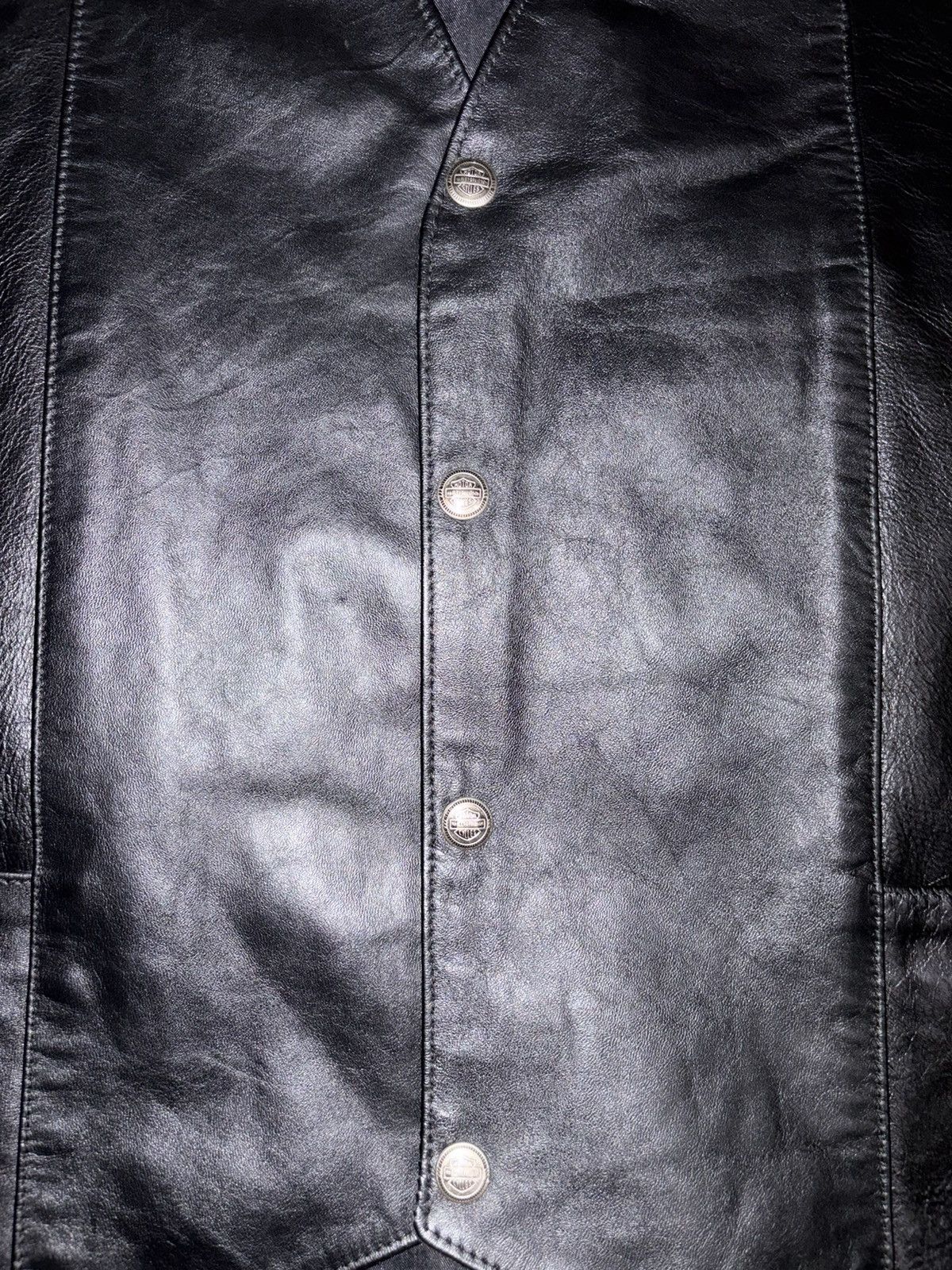 Harley Davidson Harley Davidson Vintage Black Leather Vest Size US XL / EU 56 / 4 - 2 Thumbnail