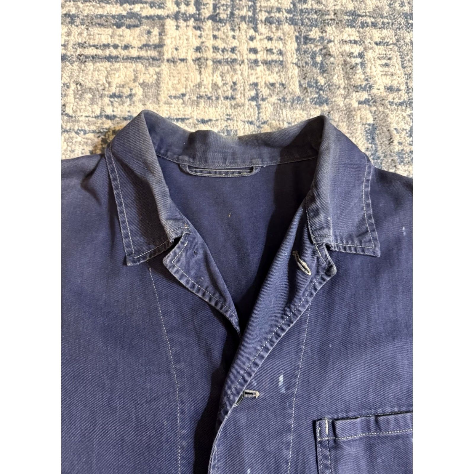 Denime VINTAGE 1950s France Denim Chore Jacket Blue Size L 50s Workwear Jacket Mens Size US L / EU 52-54 / 3 - 2 Thumbnail