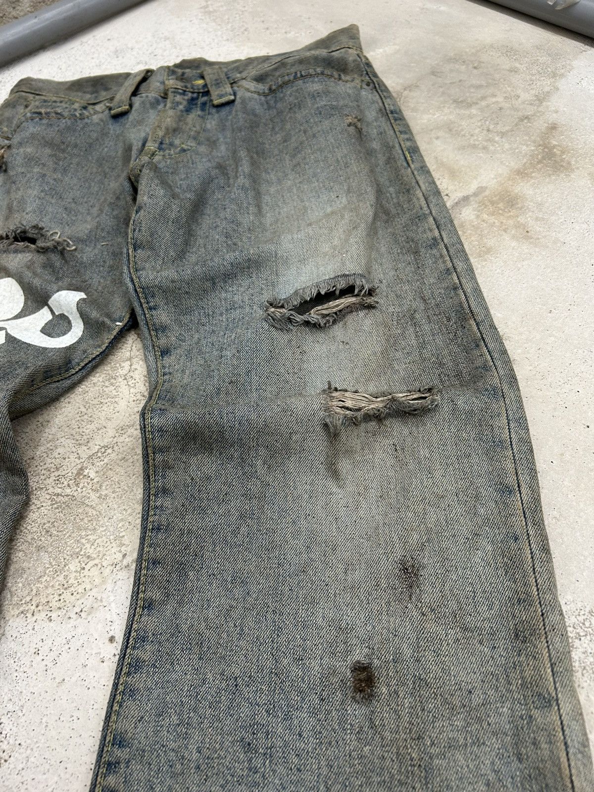 GOSTAR DE FUGA Co and Lu Japan Unisex Dirty Mud Washed Distressed Worn Size US 28 / EU 44 - 6 Thumbnail