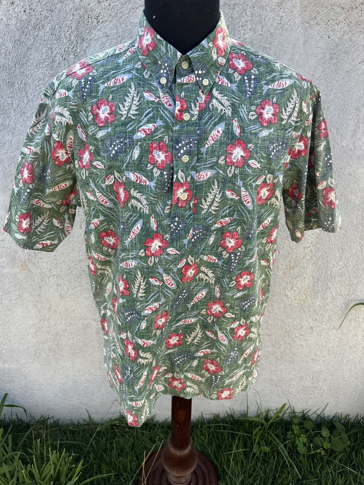 Reyn Spooner PreOwned Reyn Spooner Hawaiian Print GreenRed Men's L Size US L / EU 52-54 / 3 - 1 Thumbnail