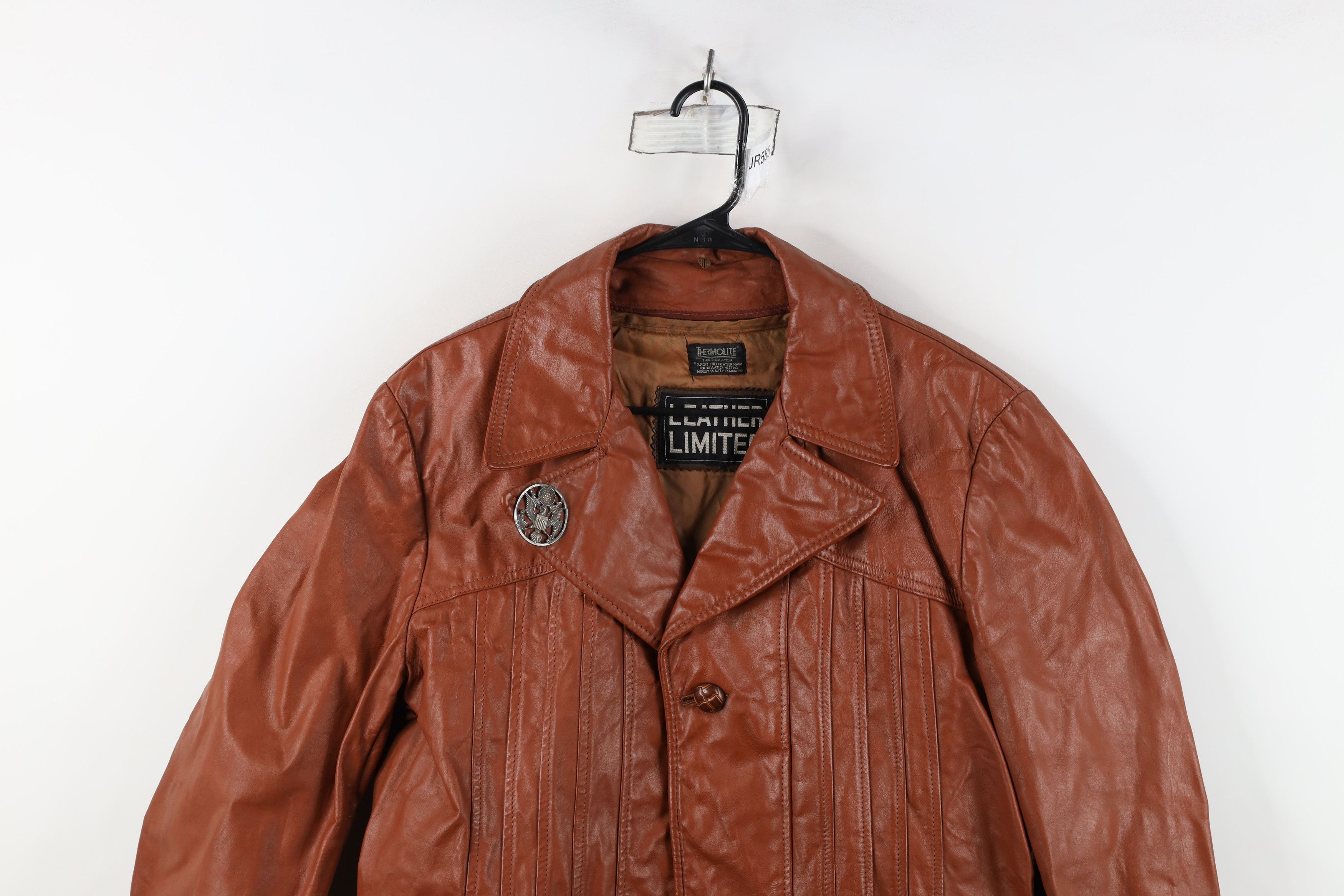 Vintage Vintage 70s Streetwear Lined Leather Button Jacket Brown USA Size US XL / EU 56 / 4 - 2 Thumbnail