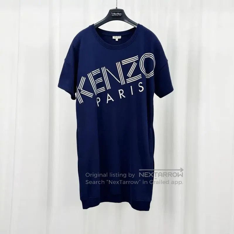 KENZO Summer Navy Cotton Logo Dress .