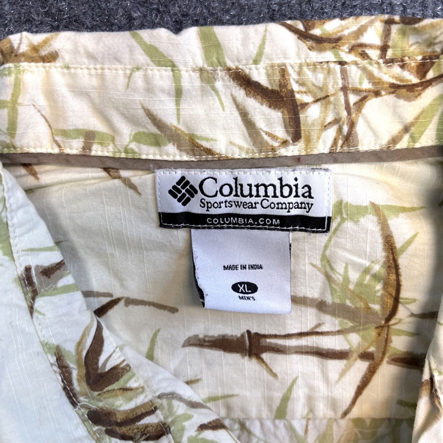 Vintage Columbia Shirt Mens XL Cream Brown Tropical Bamboo Beach Travel Vacation Button-Up Short Sleeve Casual Vintage: No Size US XL / EU 56 / 4 - 2 Thumbnail