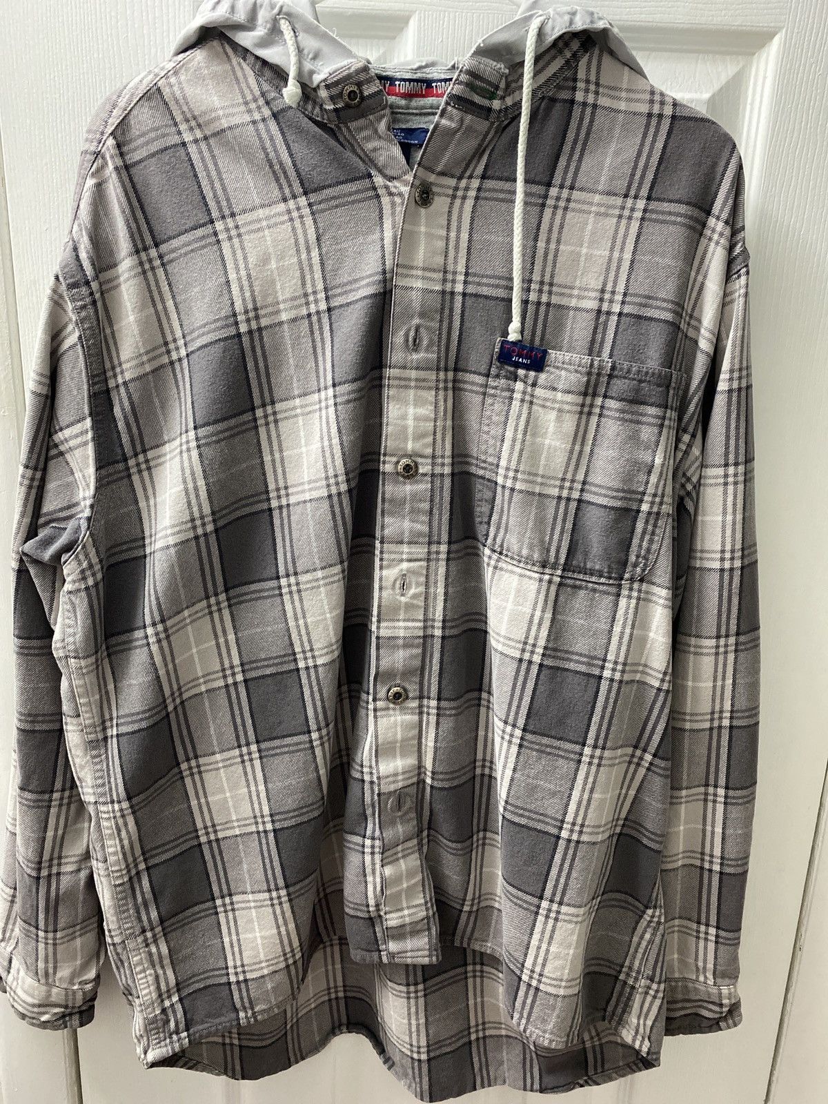 Tommy Hilfiger × Tommy Jeans × Vintage Tommy Jeans Hooded Flannel Size US L / EU 52-54 / 3 - 1 Thumbnail
