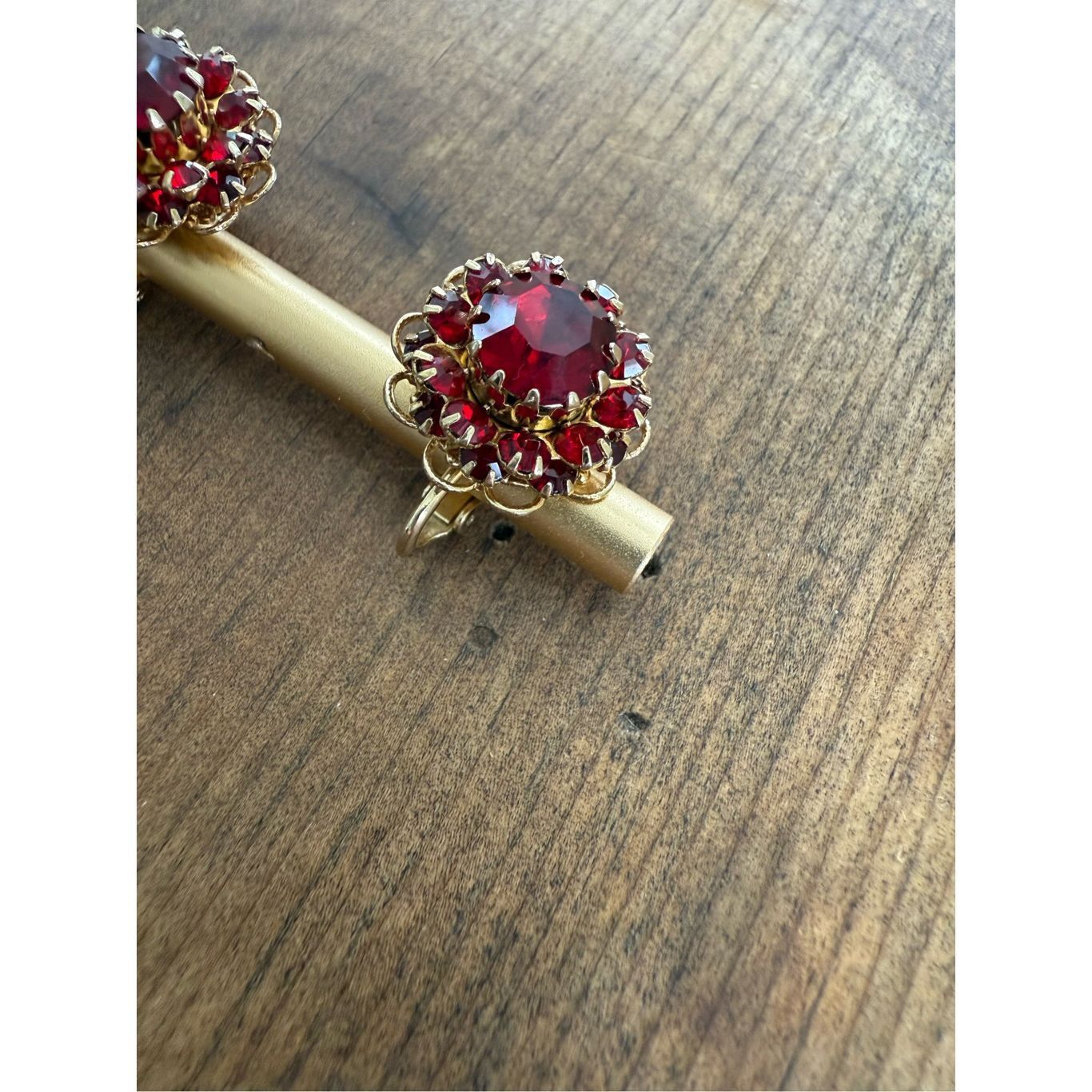 Vintage Vintage 60s 1966 Sarah Coventry Ruby Red Rhinestone Cluster Size ONE SIZE - 3 Thumbnail