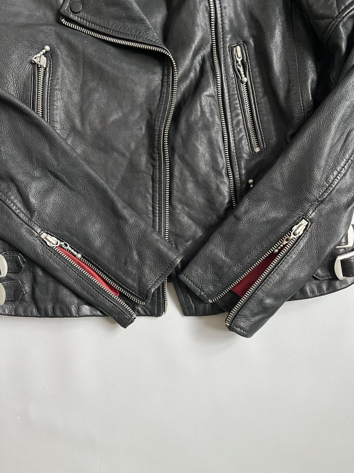 Allsaints AllSaints Women Lamb Leather Black Biker Jacket Size XS / US 0-2 / IT 36-38 - 20 Thumbnail