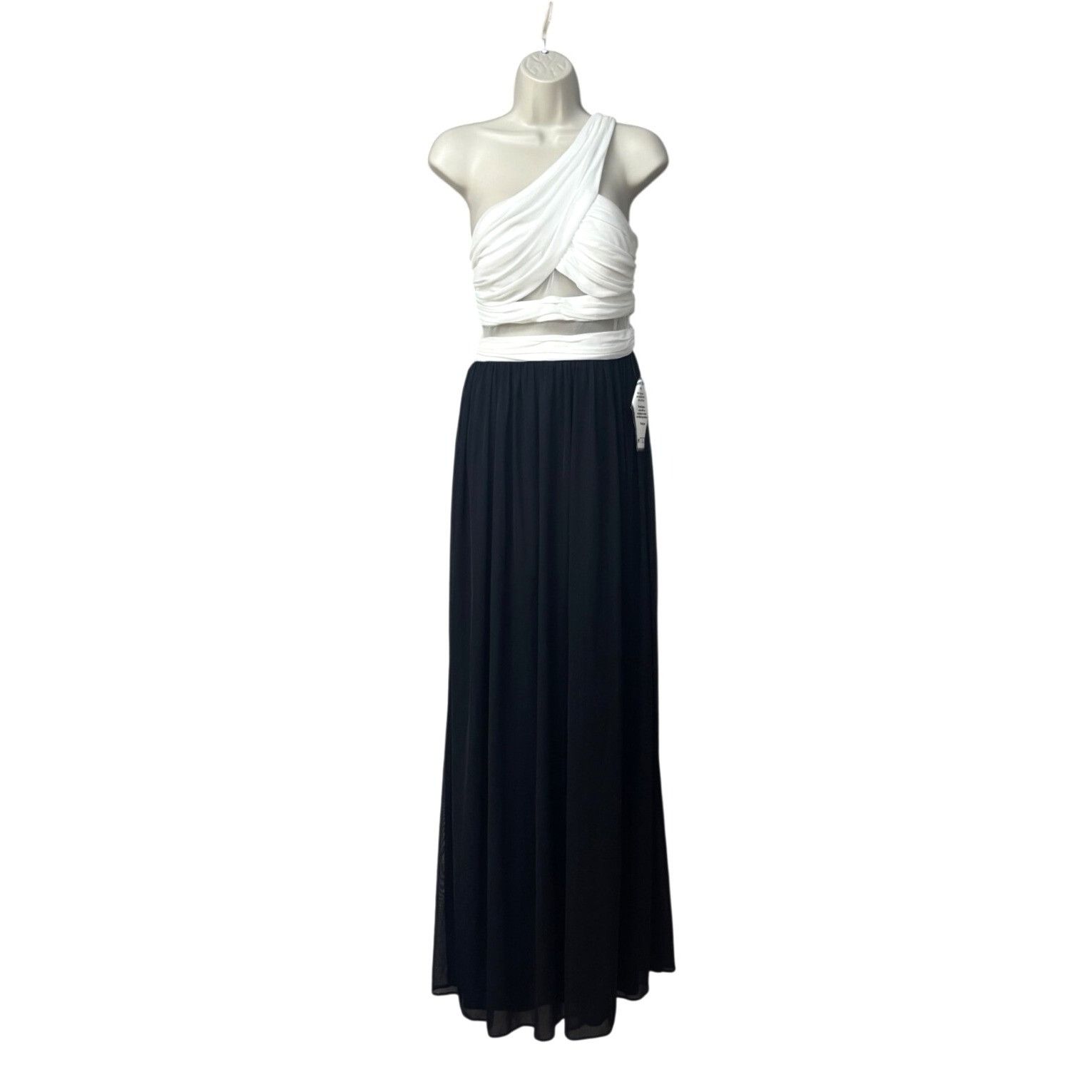 Other Blondies Nite One Shoulder Chiffon Prom Dress, Of White/Blac Size ONE SIZE - 2 Thumbnail
