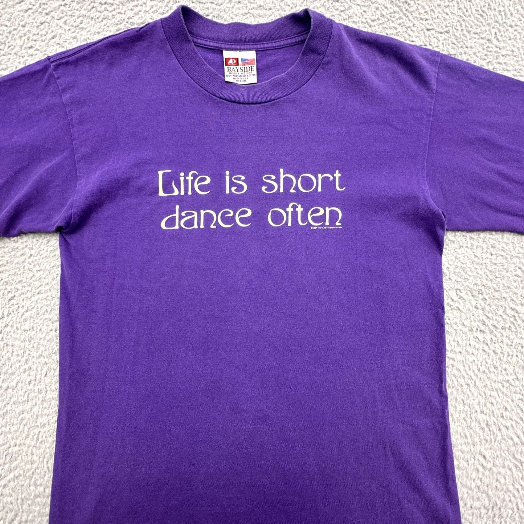 Vintage VINTAGE Bayside Mens M Purple T Shirt USA Made Dance Often Logo Solid Short Sleeve Crew Neck Size US M / EU 48-50 / 2 - 3 Thumbnail
