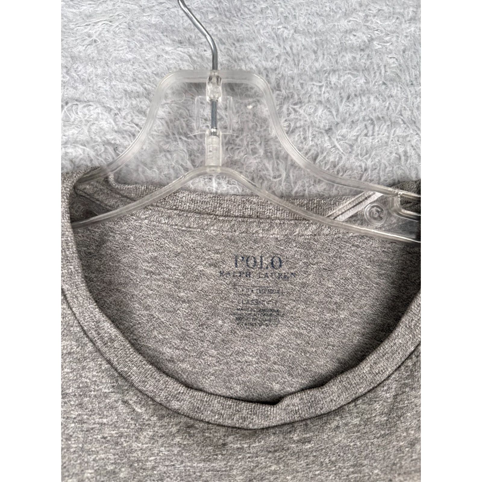 Ralph Lauren VINTAGE Polo Ralph Lauren Shirt Men’s L Gray Long Sleeve Crew 100% Cotton Pocket Logo Embroidered Navy Sports Classic Mens Size US L / EU 52-54 / 3 - 7 Thumbnail