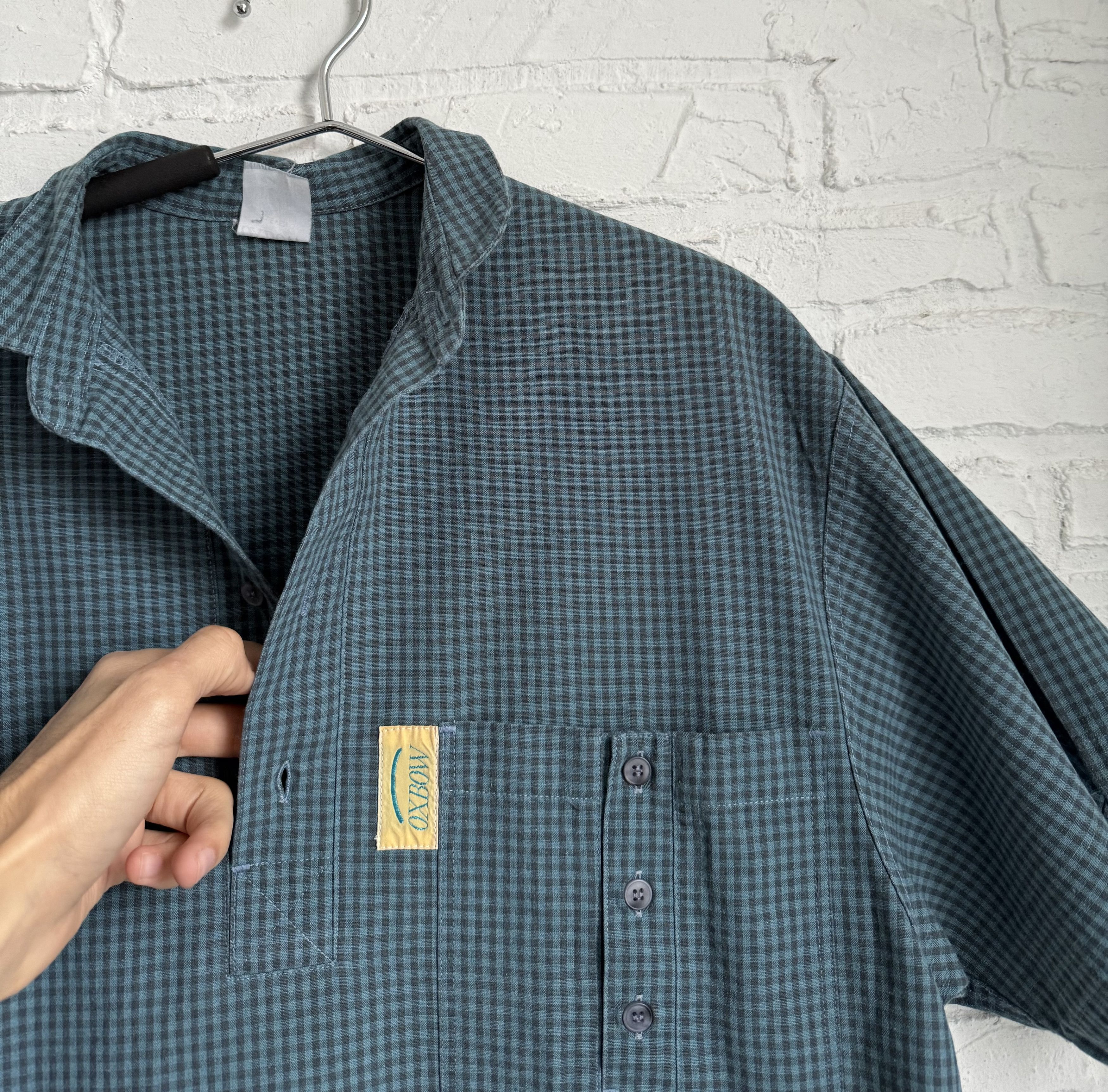 Oxbow Vintage 80s OXBOW linen checked short sleeve shirt Size US M / EU 48-50 / 2 - 3 Thumbnail