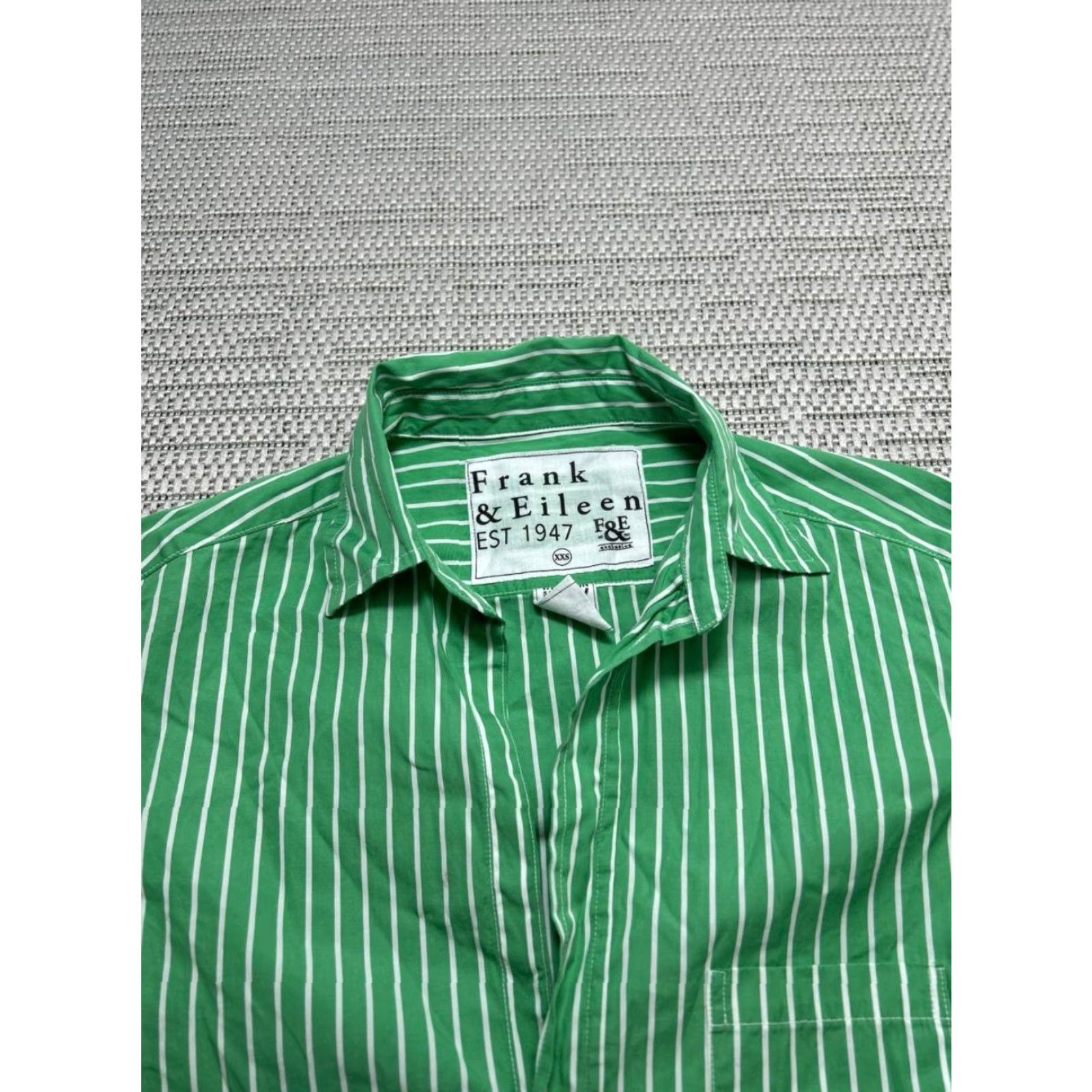Frank & Eileen Frank & Eileen Shirt Womens XS Green White Cotton Blouse Size XXS / US 00 / IT 34 - 2 Thumbnail