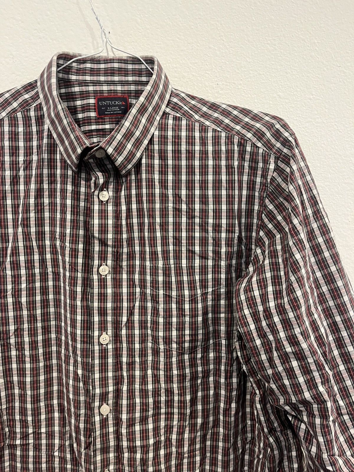 UNTUCKit Untuckit Men's Red Plaid Long Sleeve Cotton Button Down Size US XL / EU 56 / 4 - 3 Thumbnail
