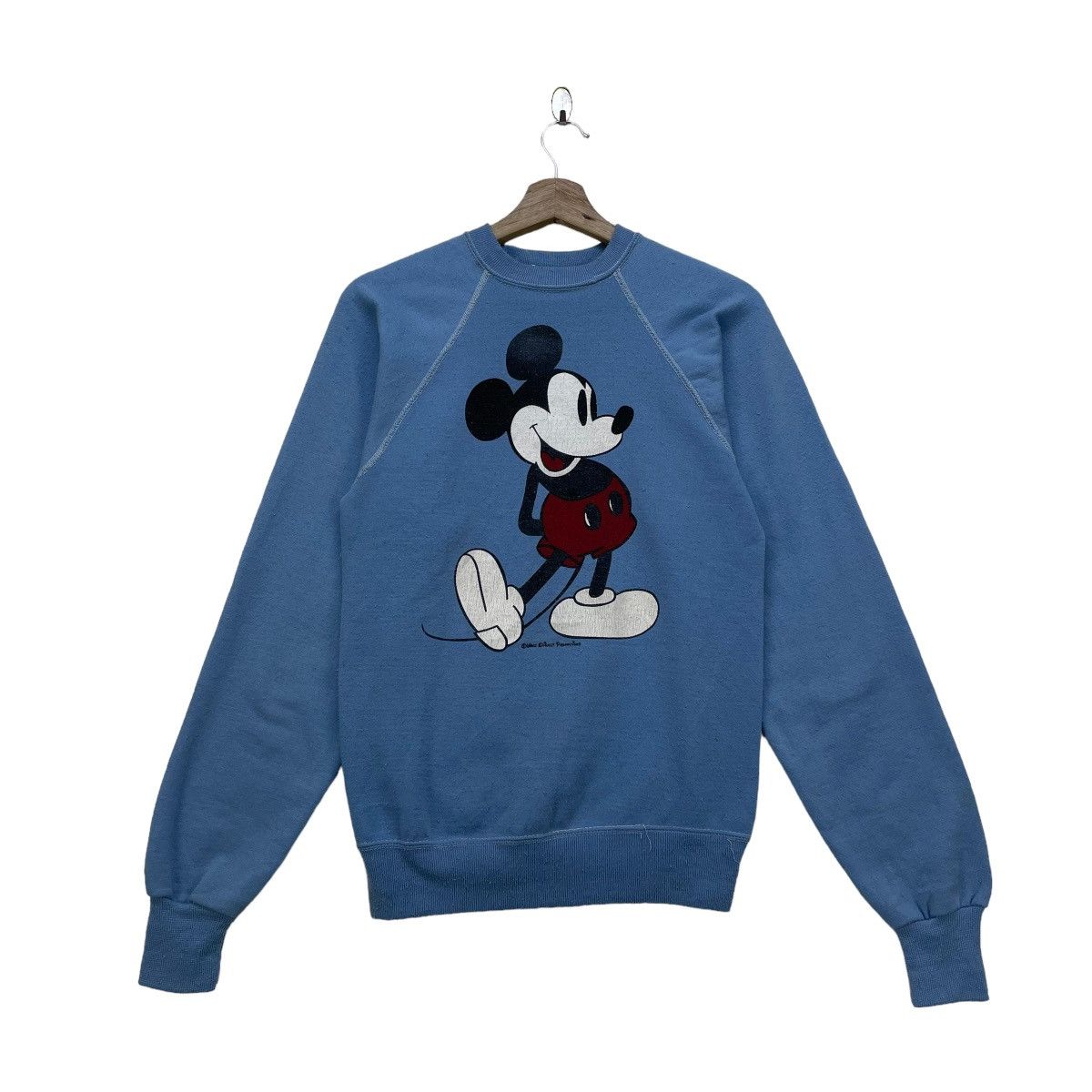 image of VTG Walt Disney Production Mickey Mouse Pullover Sweatshirt in Blue, Men's (Size Small)