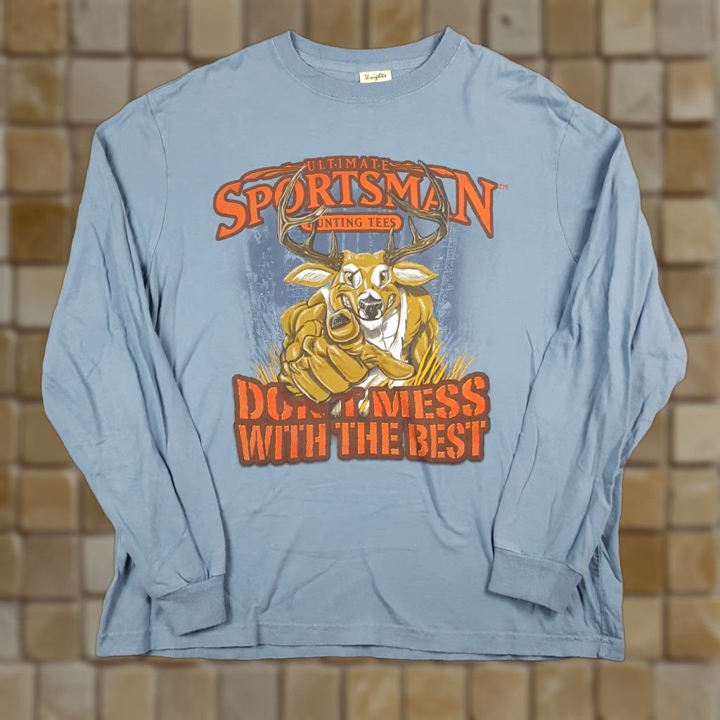 Etro VINTAGE Wright's T-Shirt Deer Hunting Funny Long Sleeve XL Blue 2000s 90s 00s Outdoor Retro Mens Size US XL / EU 56 / 4 - 1 Thumbnail