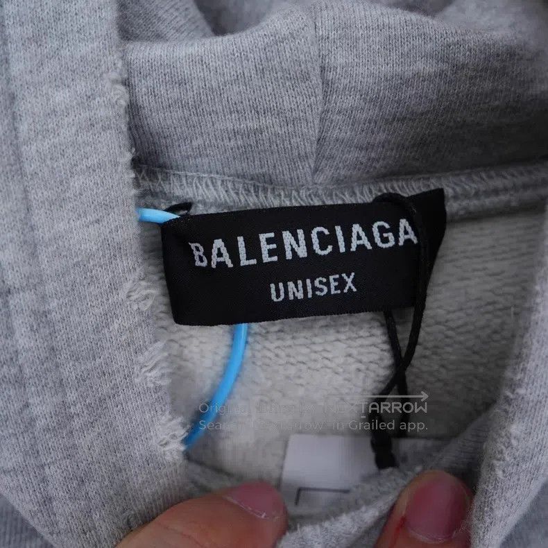 Balenciaga Rainbow Graffiti Logo Distressed Hoodie