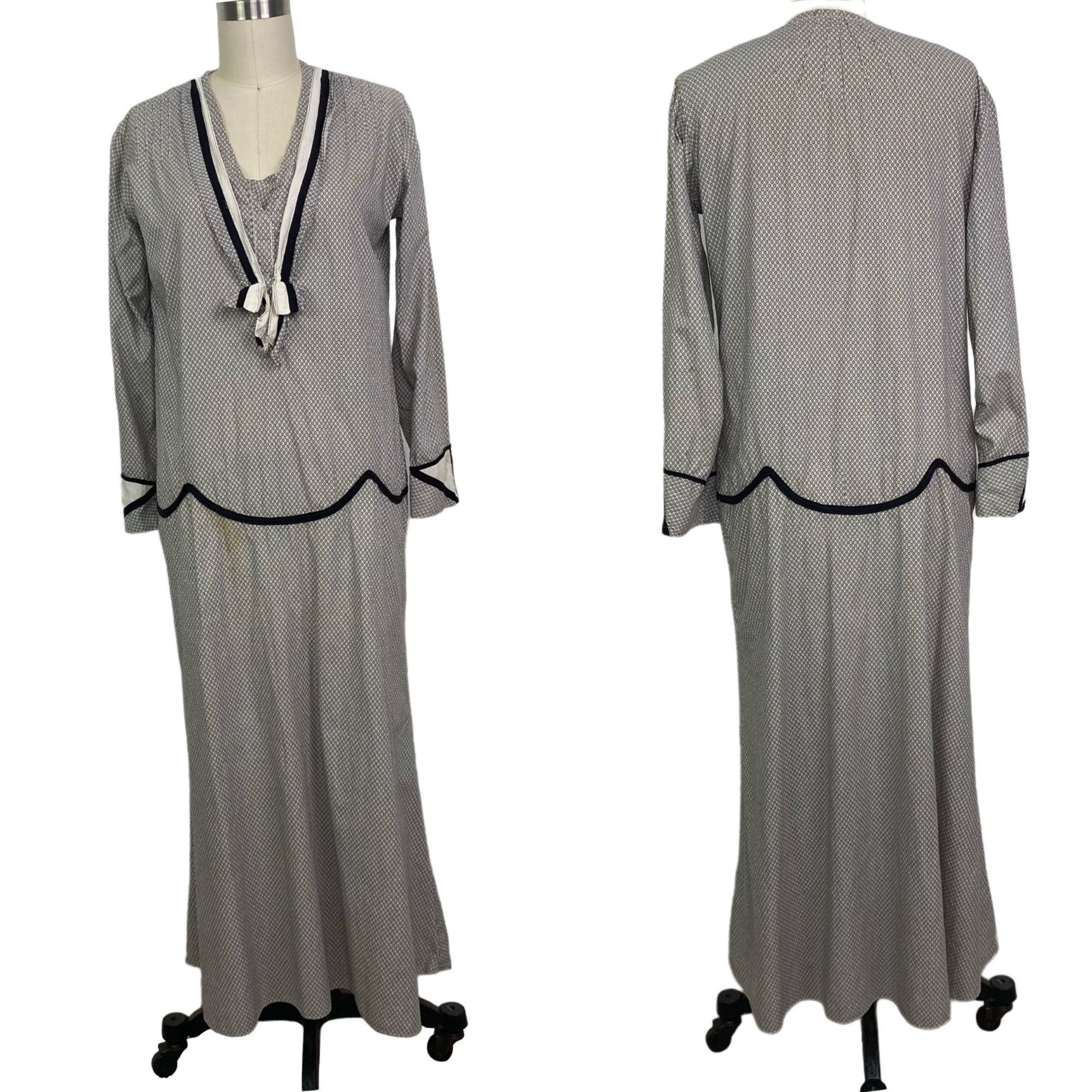 Vintage Vintage 50's White/Black Micro Geometric Pattern Maxi Peasan Size M / US 6-8 / IT 42-44 - 1 Thumbnail