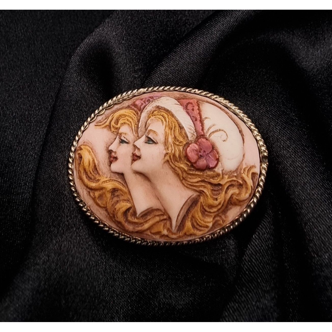 Vintage Rare Find Antique 1910s-1920s Hand-Painted Brooch Pendant Wi Size ONE SIZE - 3 Thumbnail